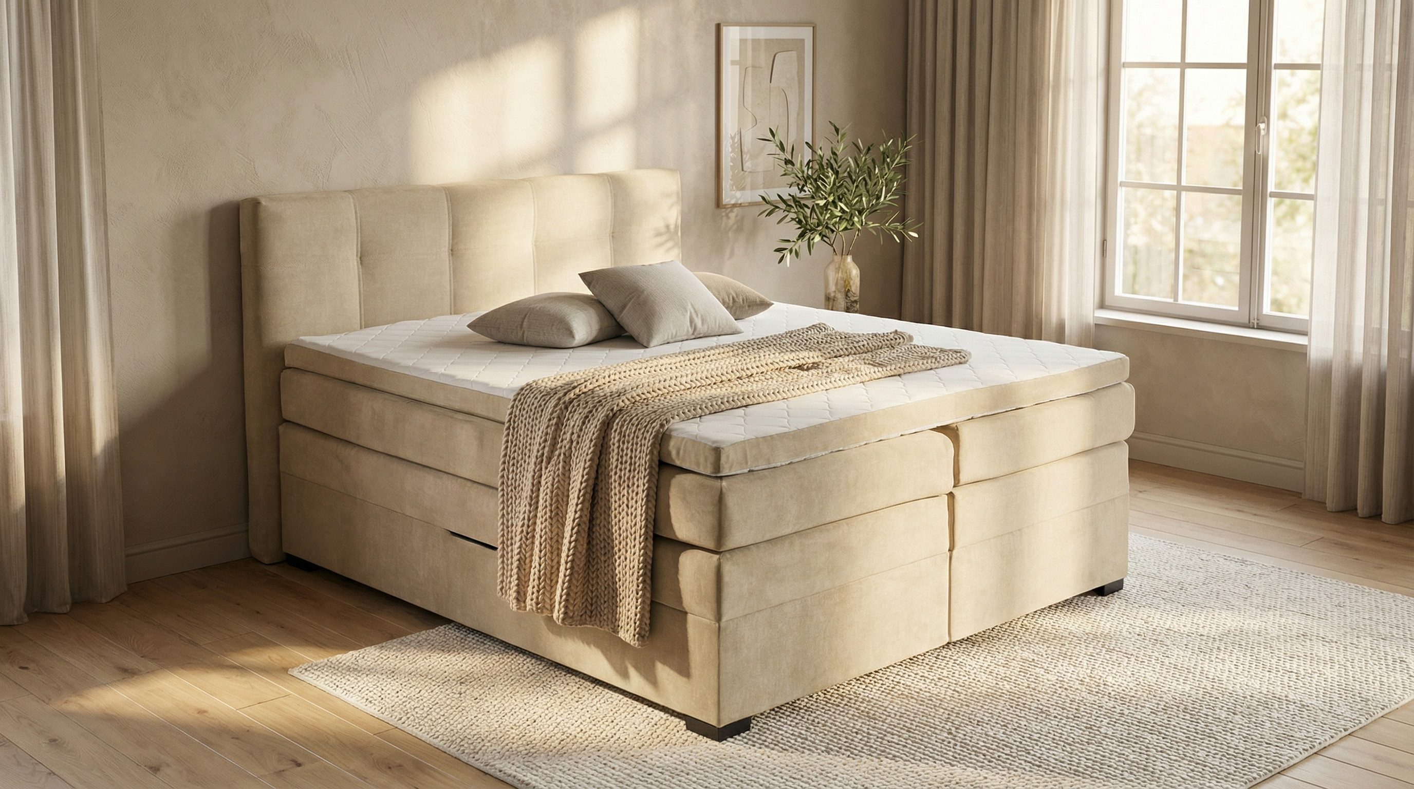 ED EXCITING DESIGN Boxspringbett Fanes mit Komforteinstiegshöhe von 73cm, e günstig online kaufen
