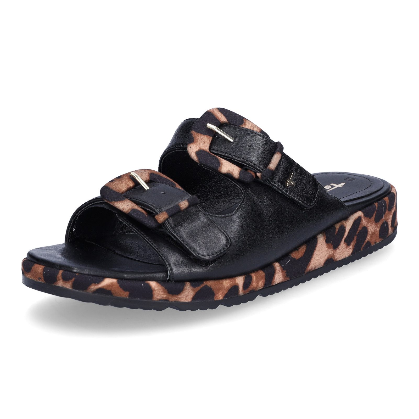 Tamaris Tamaris Damen Pantolette schwarz leo Pantolette