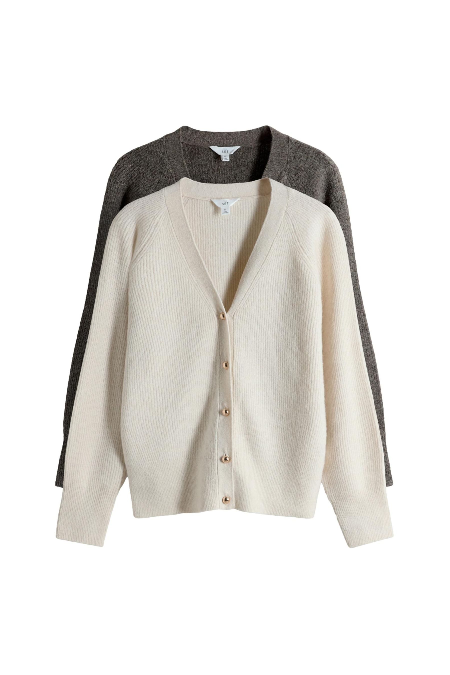 The Set Strickjacke The Set Grobstrickjacken mit V-Ausschnitt, 2er-Set (2-t günstig online kaufen