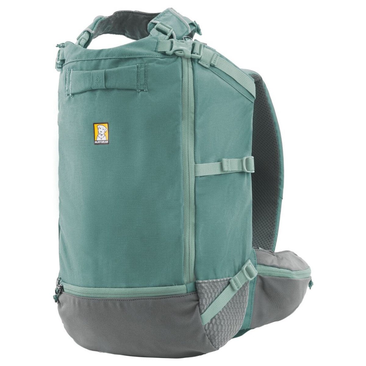 Ruffwear Tiertransporttasche Hunderucksack Hitch Hiker Dog Backpack Carrier River Rock Green