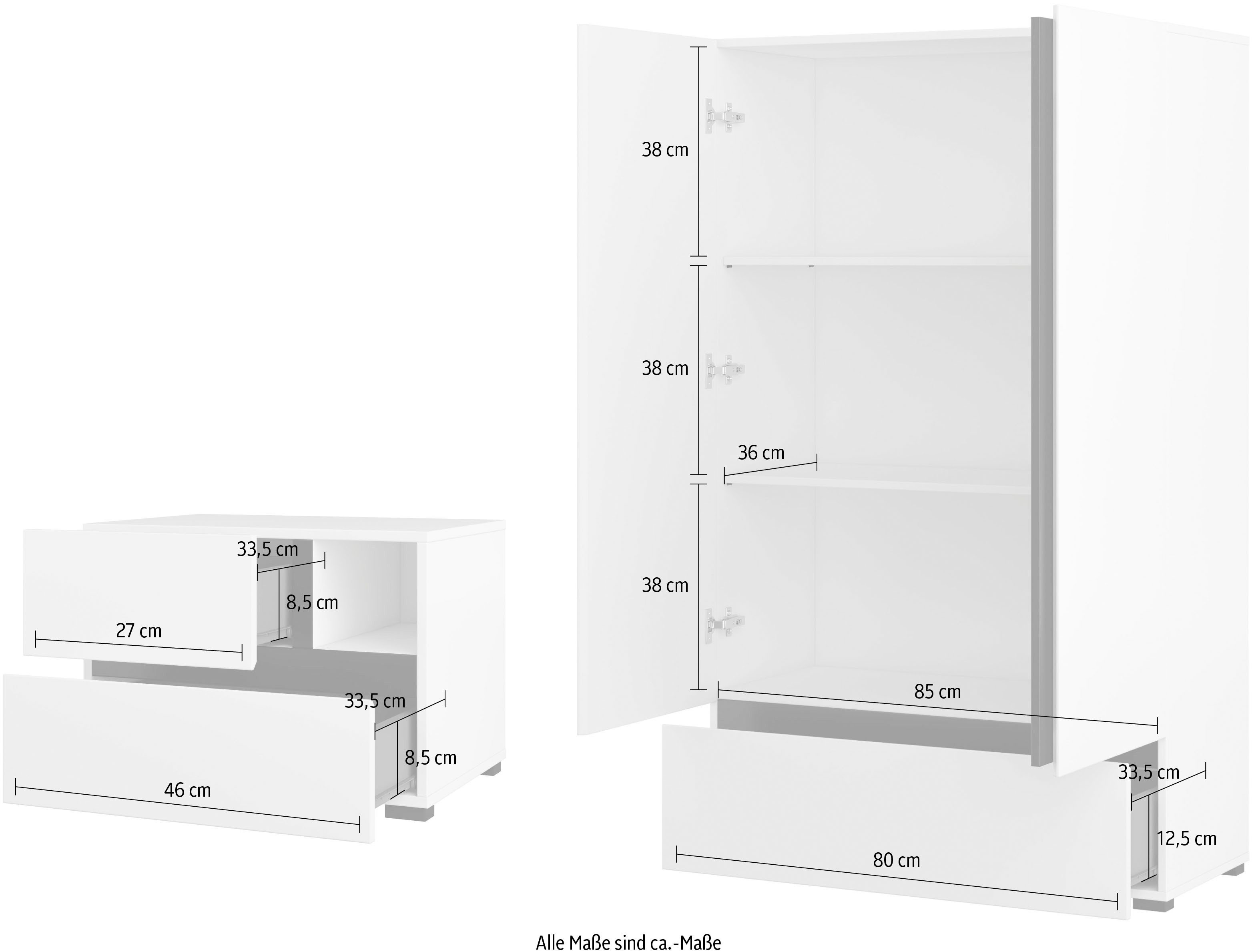 OTTO home Schlafzimmer-Set Cross, moderne, grifflose Optik, FSC-zertifiziert, (4-tlg., Bett 180x200cm, 2 Nachtkommoden, Schrank 2-oder 4-türig), Komplettschlafzimmer-Set