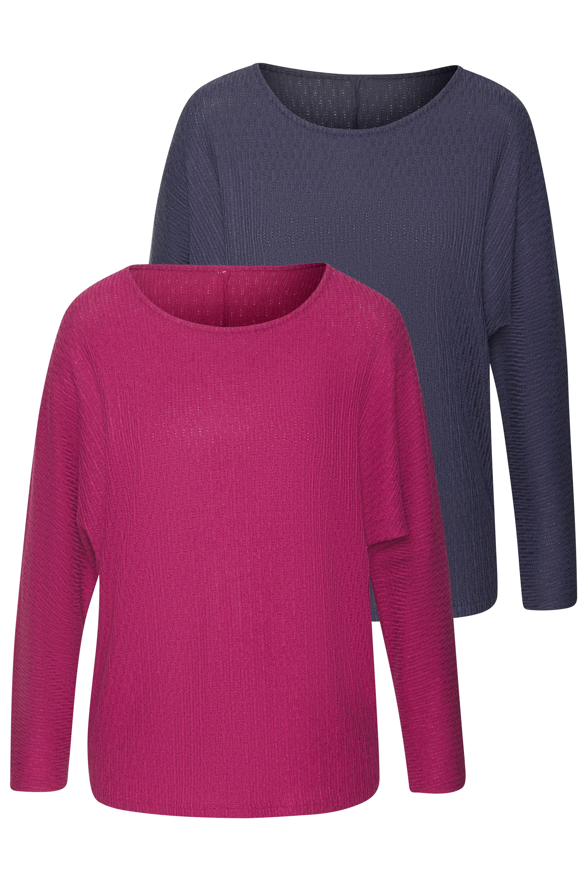 Vivance by Lascana Langarmshirt in modischer Struktur-Optik (2er-Pack) aus pflegeleichter Strickqualität mit Viskose