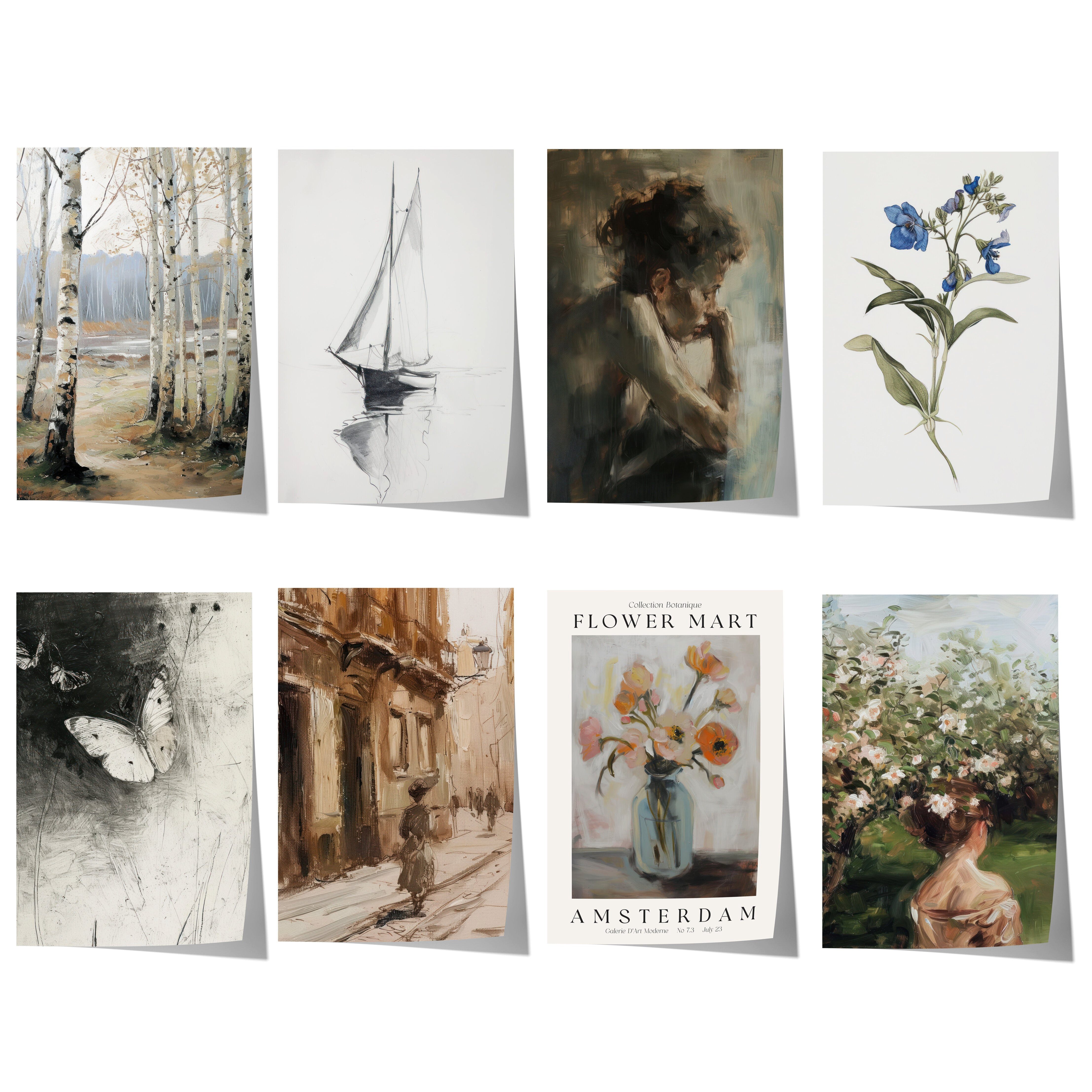 JUSTGOODMOOD Poster Moderne Vintage Kunst Geschenkidee Wald Blumen Figuren Klassische Wand, B (1 St)