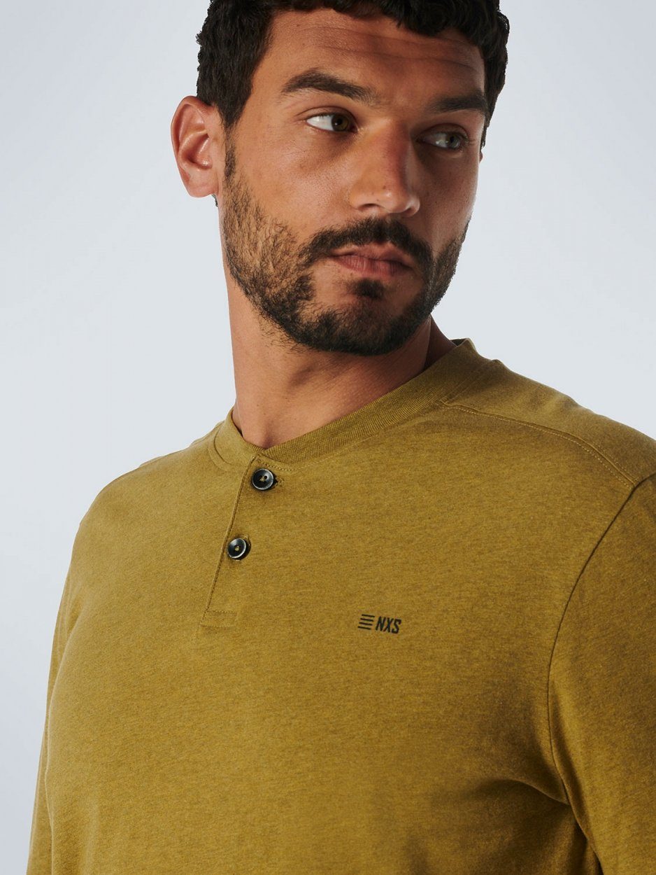 EXCESS Granddad Melange Langarmshirt olive T-Shirt NO Sleeve Long