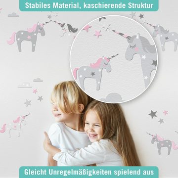 lovely label Wandsticker Einhorn rosa/grau - Wandtattoo Kinderzimmer Mädchen
