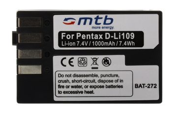 mtb more energy [BAT-272 - Li-Ion] Kamera-Akku kompatibel mit Akku-Typ Pentax D-Li109 1000 mAh (7,4 V), passend für: Pentax K-30, K-50, K-70, K-500…