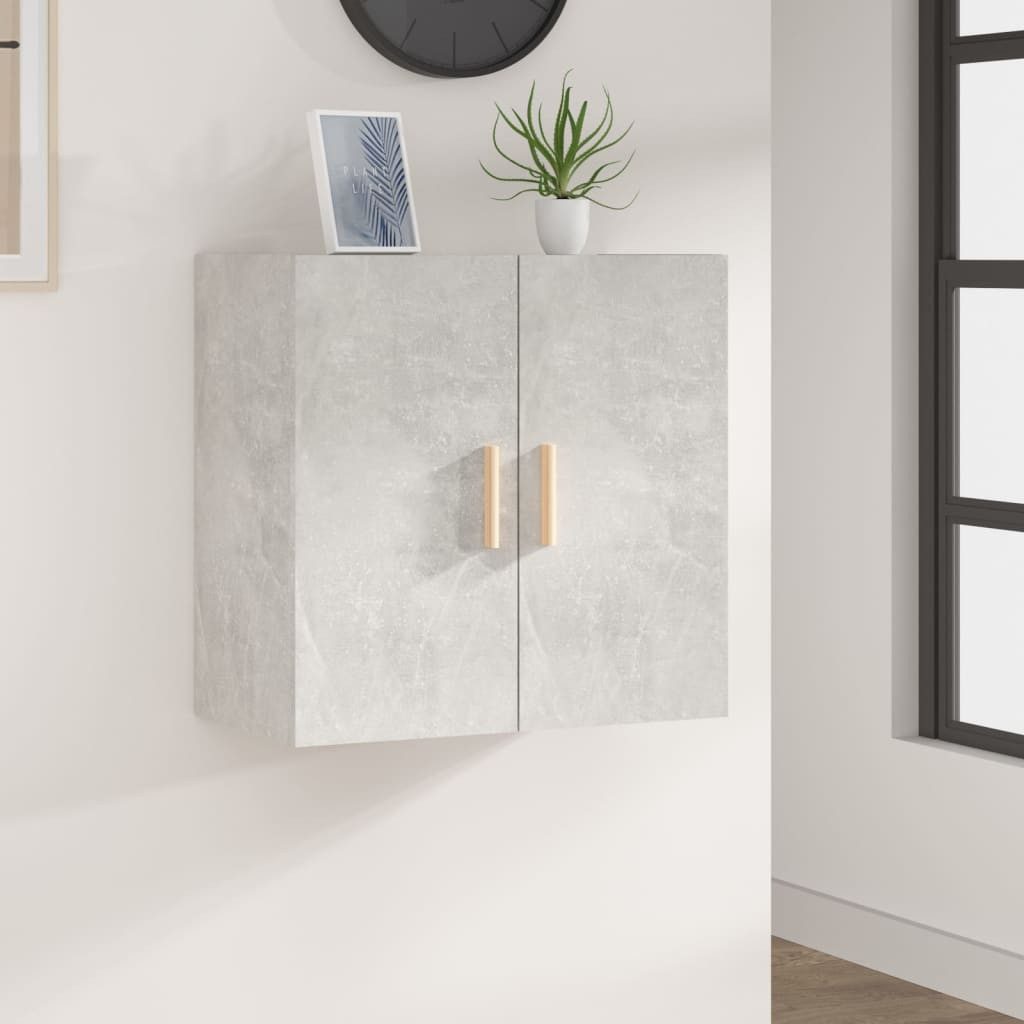 furnicato Wandhängeschrank Wandschrank Betongrau 60 x 30 x 60 cm aus Holzwerkstoff, 1-tlg., Schwebeschrank mit zwei Fächern und Türen für das Wohnzimmer