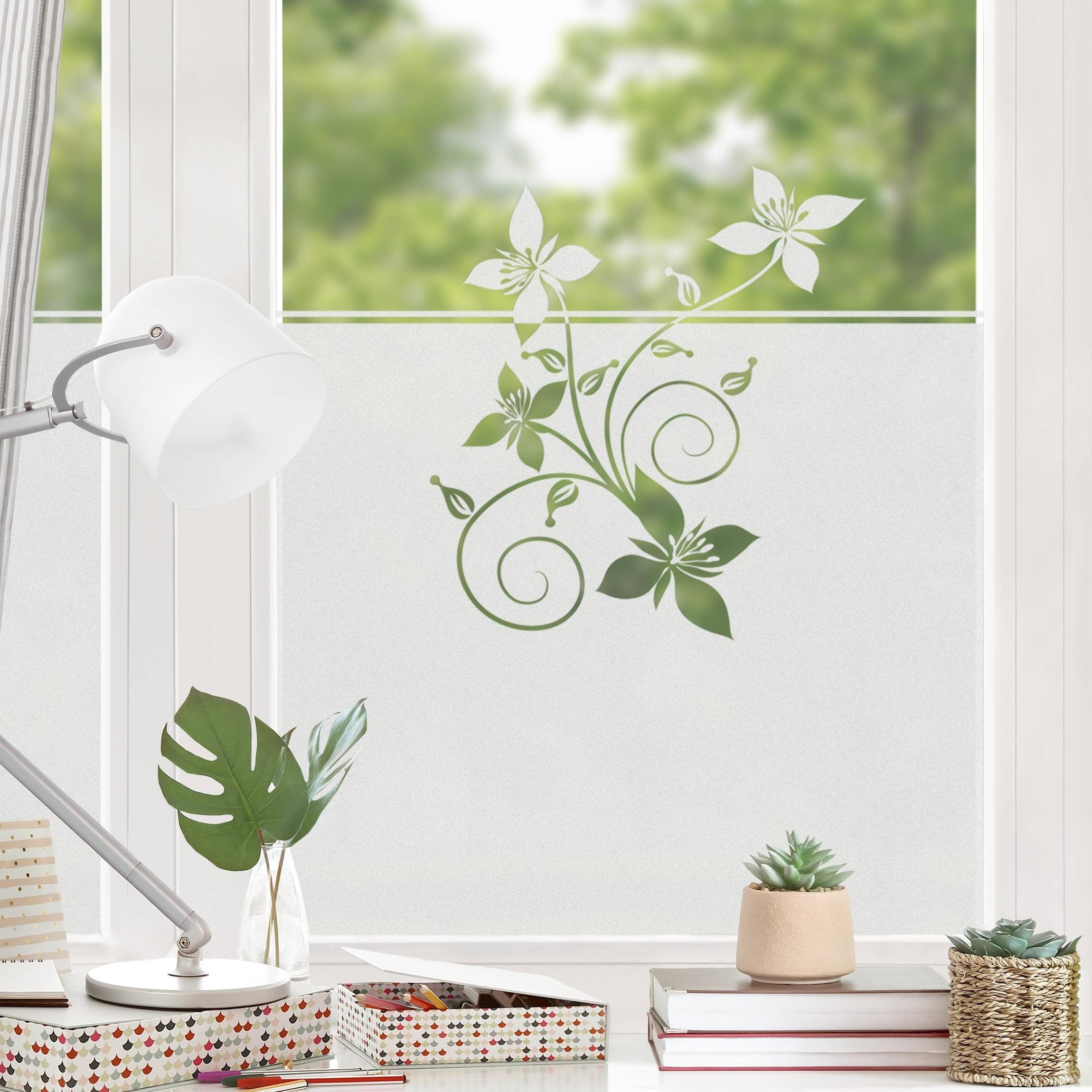 Fensterfolie statisch haftend Motiv Fensterdeko Blütenzauber