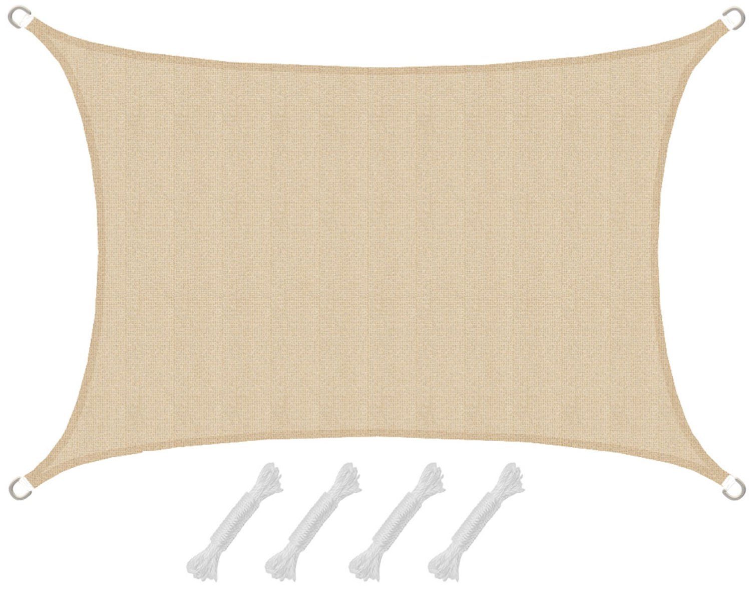 AMANKA Sonnensegel mit UV Schutz - 3 x 2 m Winddurchlässig für Garten, Terrasse & Balkon, Wasserdurchlässiges HDPE Sonnenschutzsegel - Überdachung Rechteckig