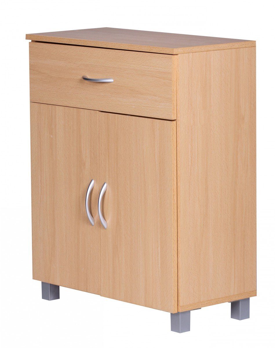 möbelando Sideboard Sideboard Buche WL1.335 60x75x30cm Kommode mit Schublade und Türen, 30 x 75 x 60 cm (B/H/L)