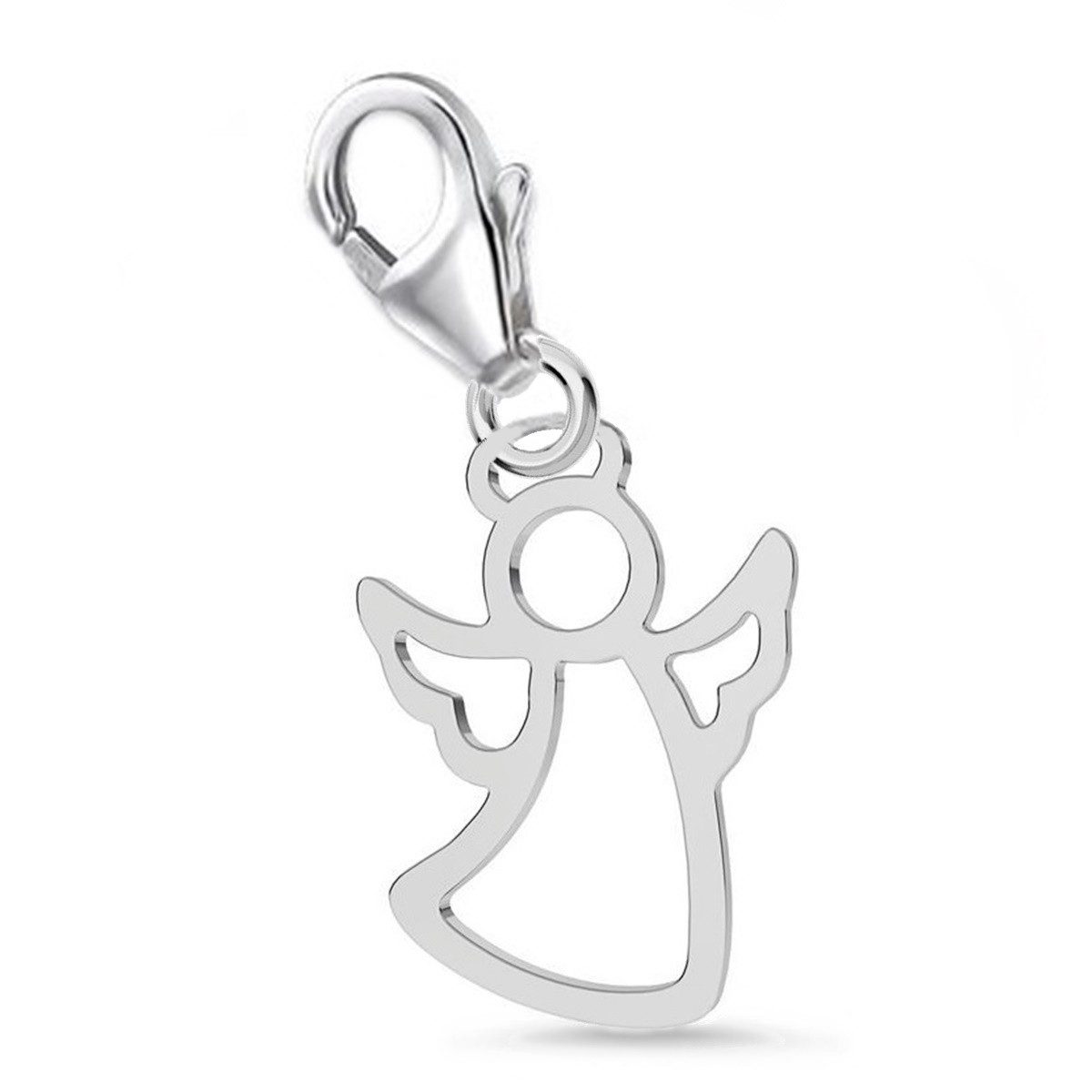 Goldene Hufeisen Charm Engel Engel Karabiner Charm aus 925 Sterling Silber (inkl. Etui), für Gliederarmband oder Halskette