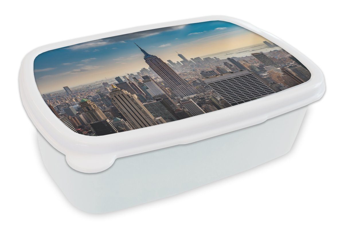 New Wasser, Lunchbox weiß für Brotdose, (2-tlg), Jungs Kinder York Erwachsene, - Kunststoff, und - Brotbox MuchoWow für Mädchen Wolken und