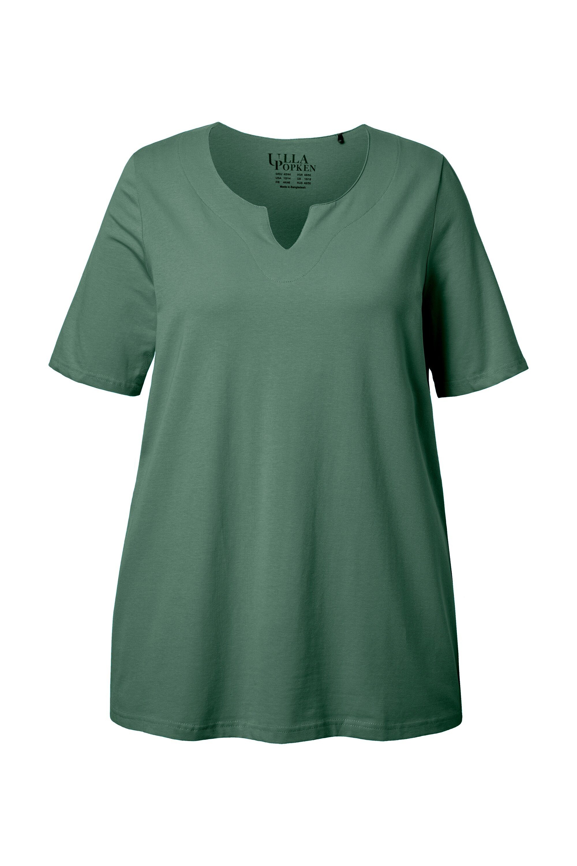 Ulla Popken T-Shirt T-Shirt A-Linie Tunika-Ausschnitt Halbarm günstig online kaufen