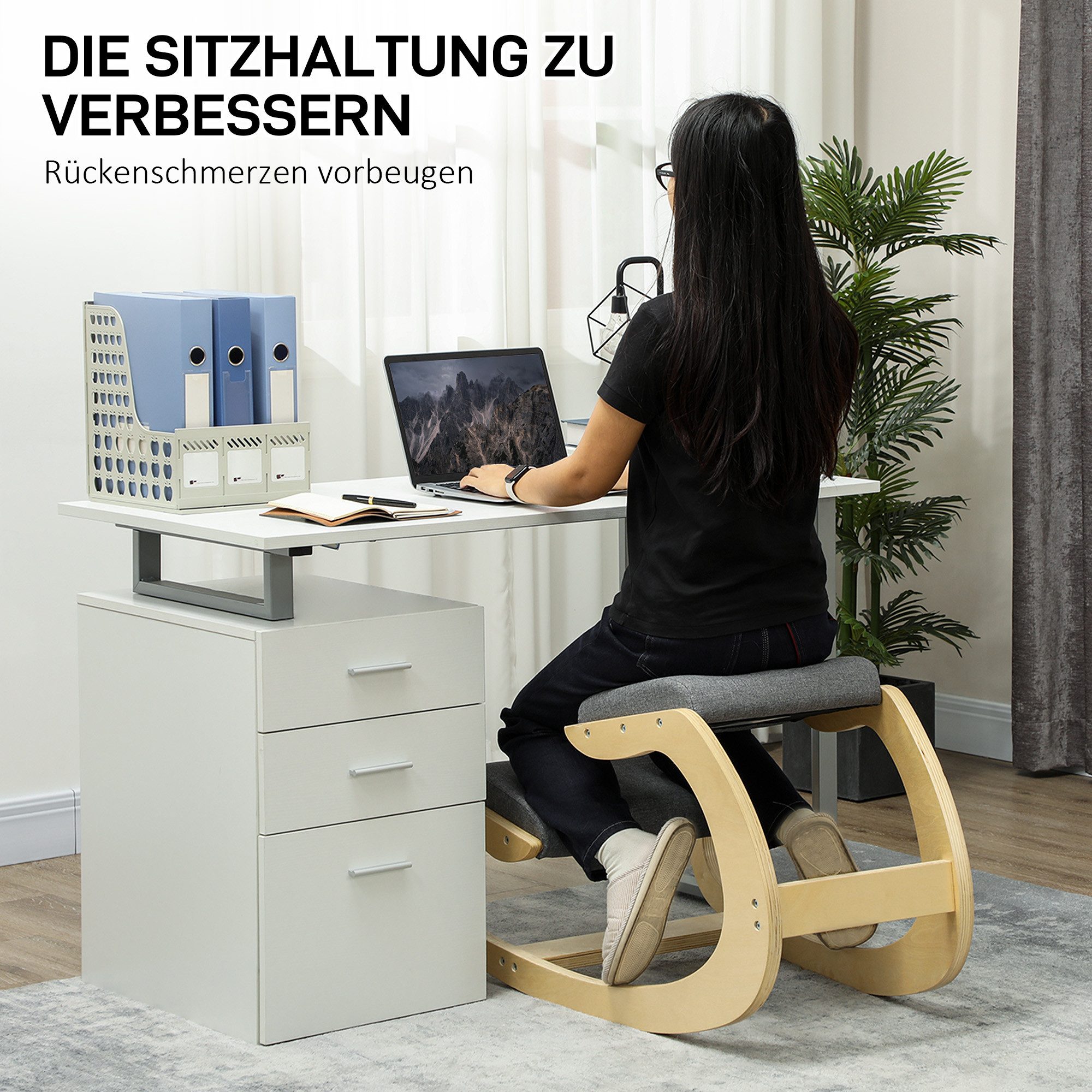 furnicato Bürostuhl Ergonomischer schaukelnder Kniehocker für Homeoffice, Grau (1 St)