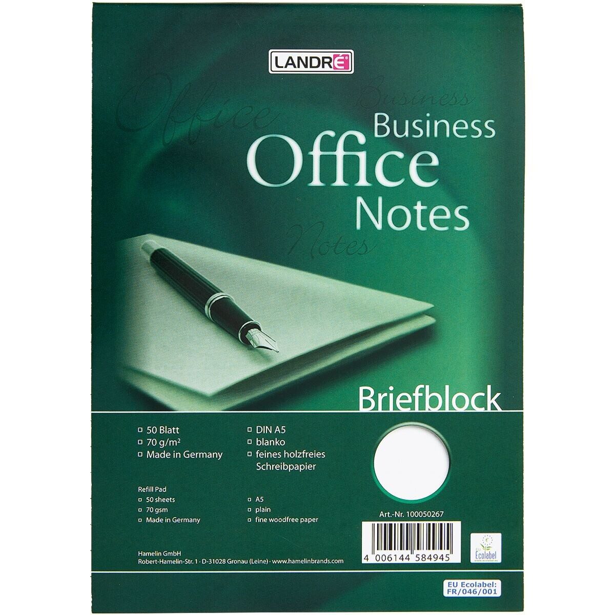 LANDRE Notizblock Work, A5, mit Lineaturunterlage