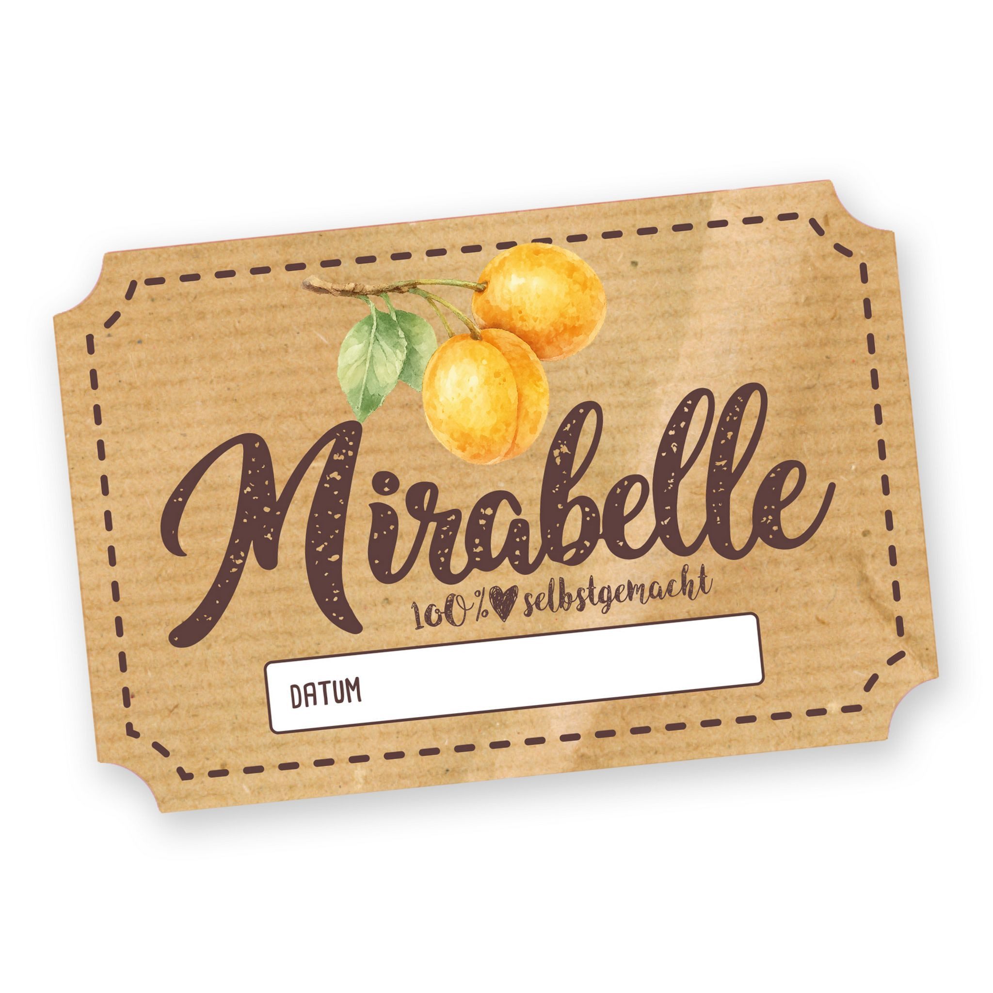 itenga Aufkleber Itenga 50 x Marmeladenetikett rechteckig 6x4cm Mirabelle
