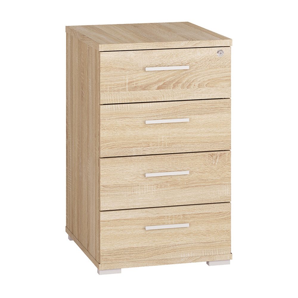 Lomadox Container ORLEANS-131 Aktenschrank Eiche oberer Schubkasten abschließbar 45,5x75,2x50 cm