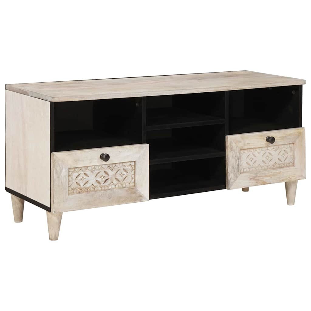 vidaXL TV-Schrank TV-Schränk Bleached White 100 x 33 x 46 cm Massivholz (1-St)
