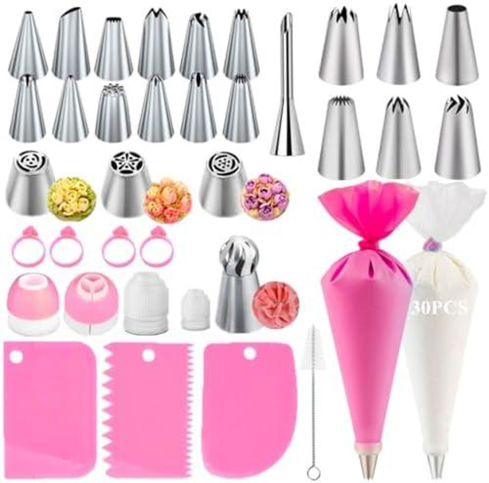 FELIXLEO Spritzbeutel Spritzbeutel Set 66 Stück mit 6 Tüllen Tortenzubehör