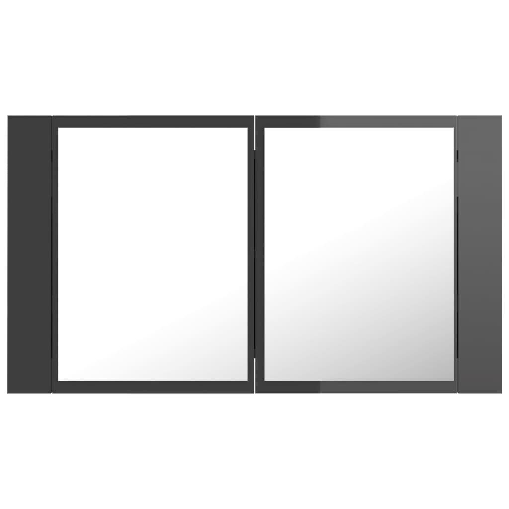 (1-St) 80x12x45 Hochglanz-Grau Acryl vidaXL cm LED-Bad-Spiegelschrank Badezimmerspiegelschrank