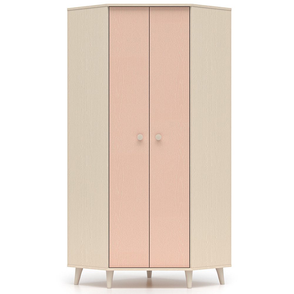 Lomadox Eckschrank MODICA-131 in sandbeige mit rosa, fühlbare Struktur, Softlcose, 2-türig