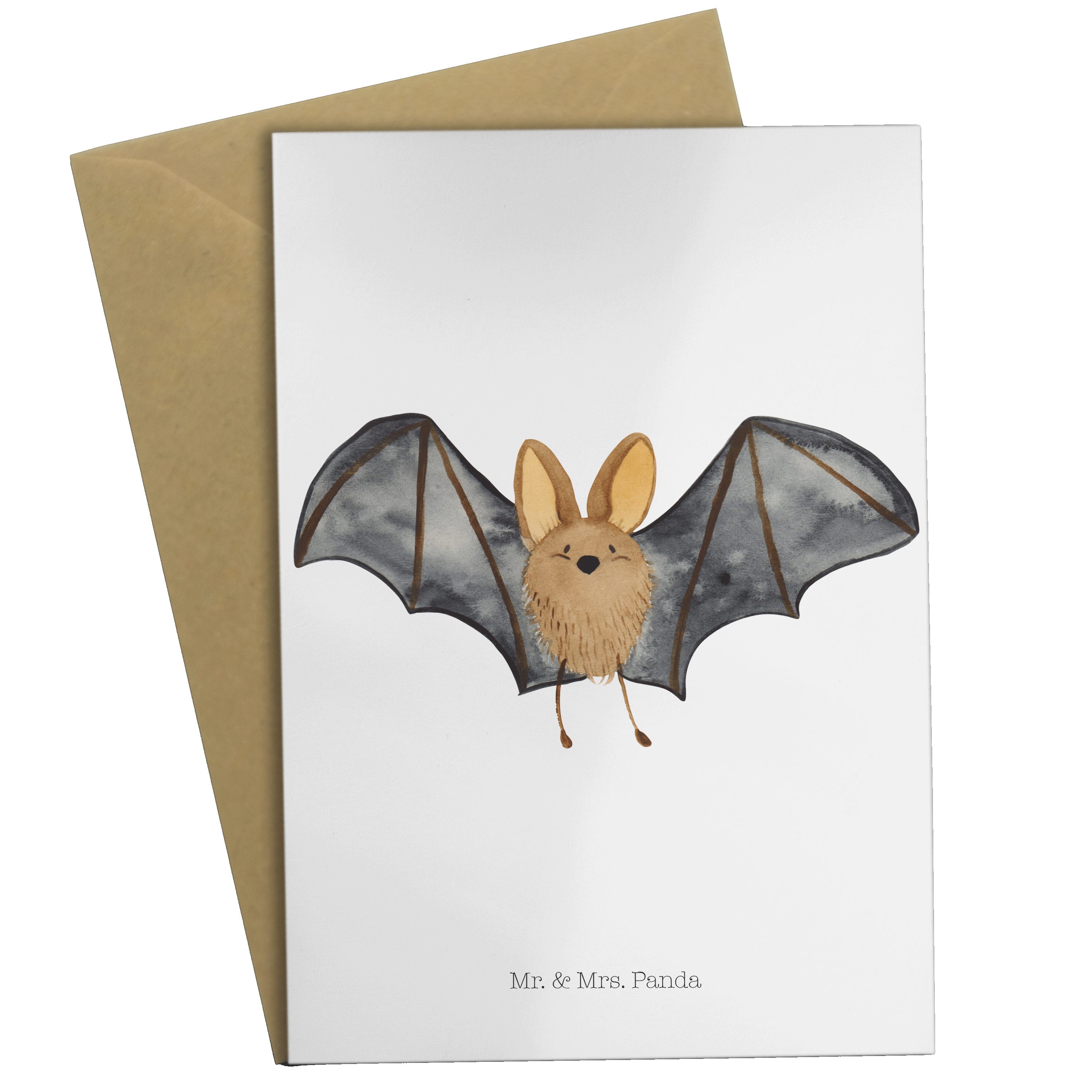 Mr. & Mrs. Panda Grußkarte Fledermaus Flügel - Weiß - Geschenk, Hochzeitskarte, Einladungskarte