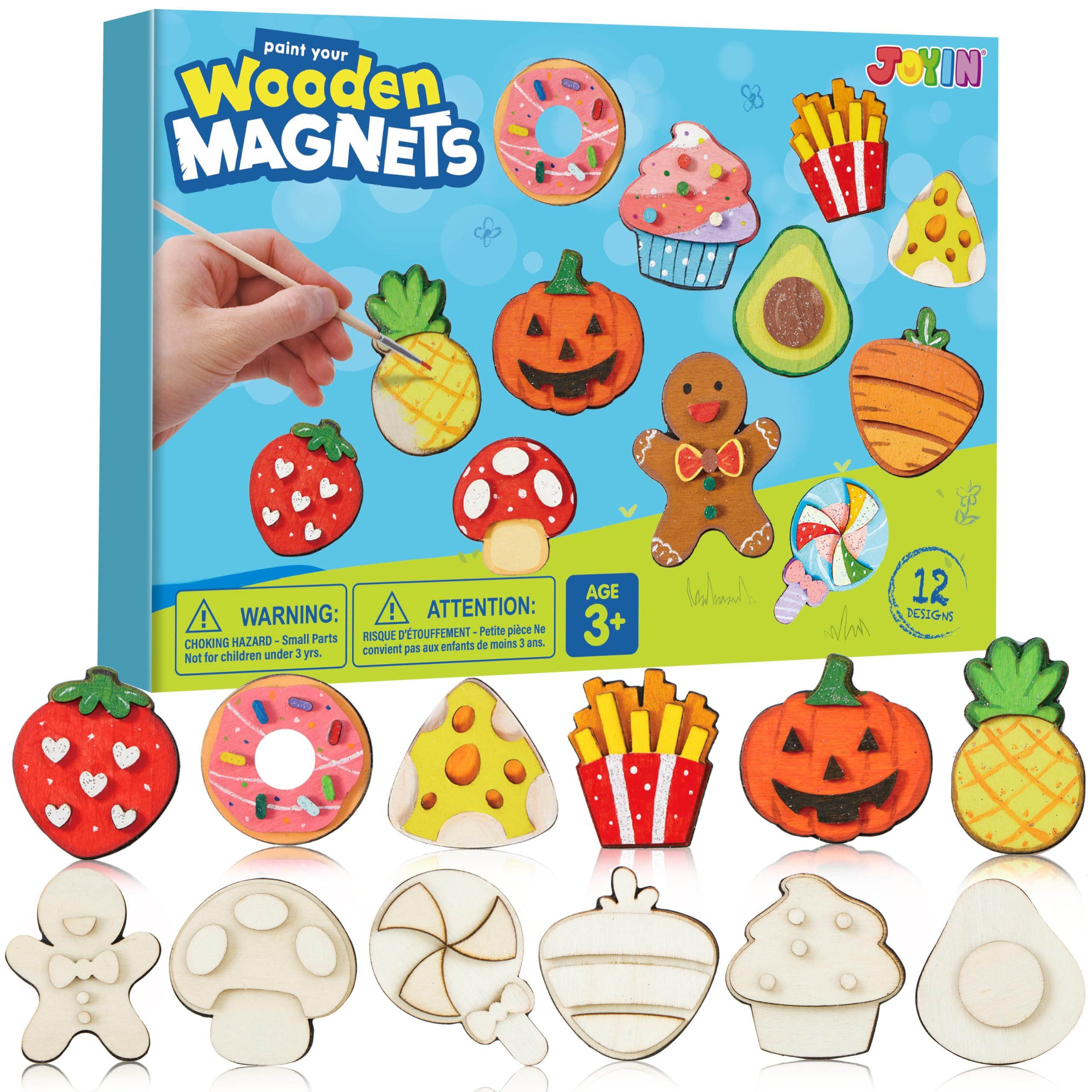 JOYIN Lernspielzeug JOYIN 12 Stück Holzmagnetset, Bastelset für Kinder ab 3-12 Jahren (12-St)