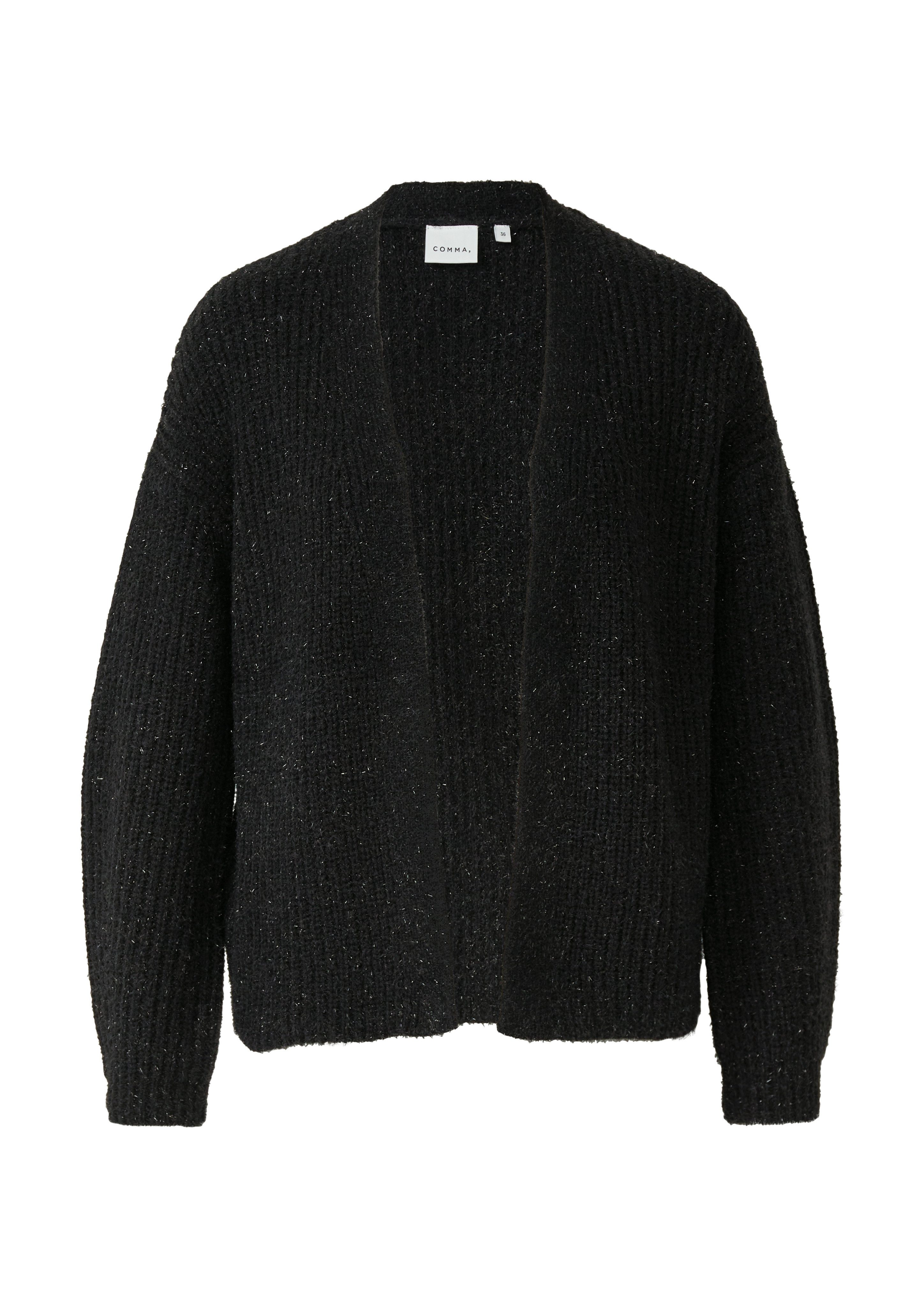 comma Strickjacke mit Glitzerfäden, ohne Verschluss