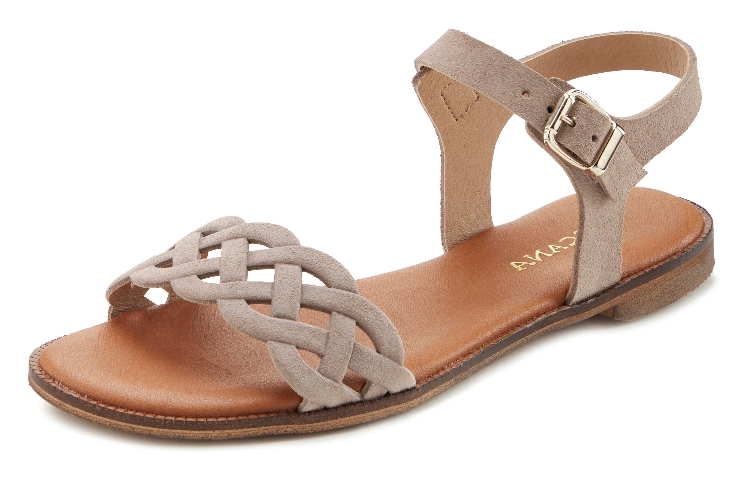 LASCANA Sommerschuh Sandale Sandalette, Sommerschuh aus Leder mit Cut-Outs und weicher Innensohle