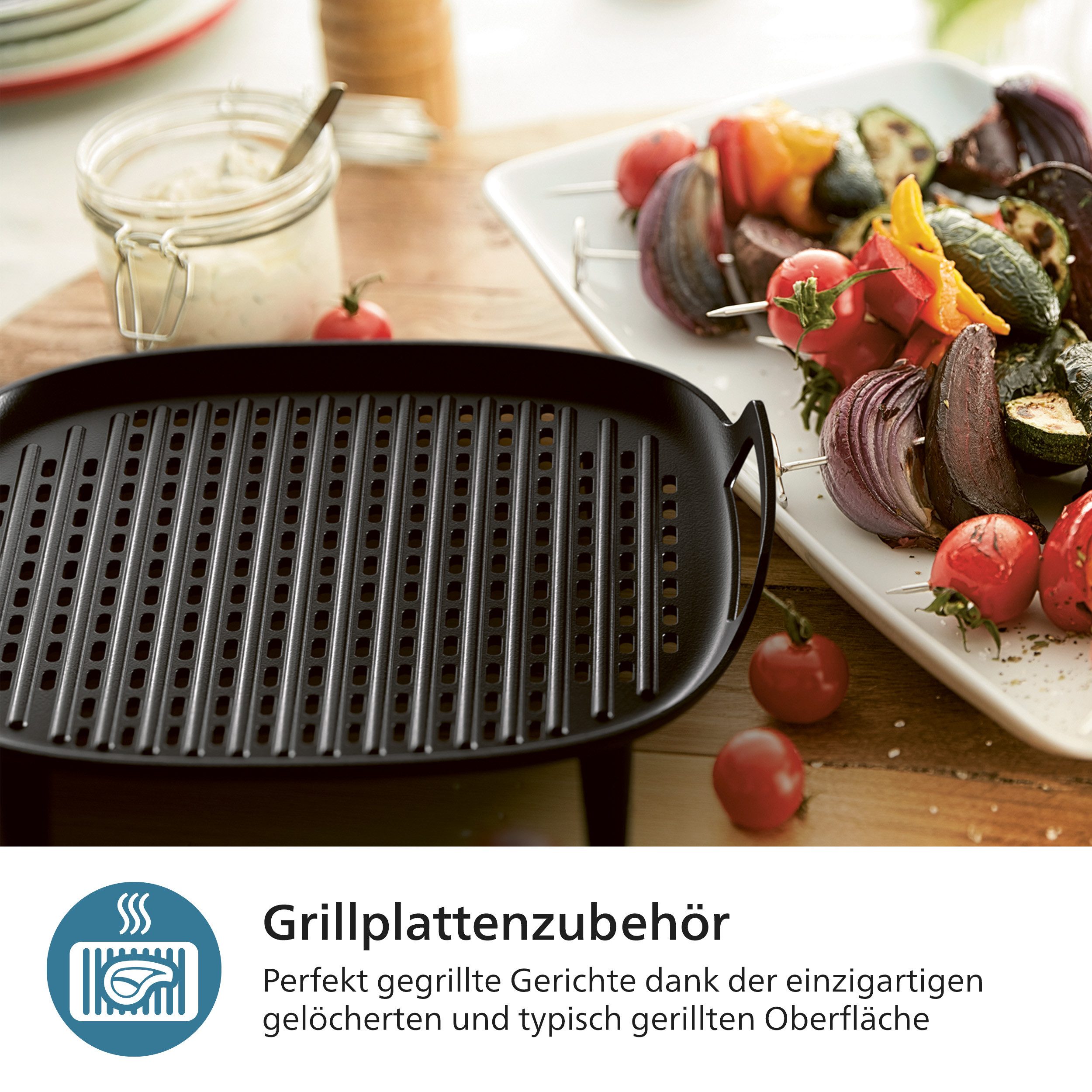 Philips Airfryer-Grillrost HD9946/00 für Airfryer 6,2 l, Grillplatte zum Garen auf 2 Ebenen (Set, 6-St), inkl. 5 Spieße, HomeID App, spülmaschinenfest