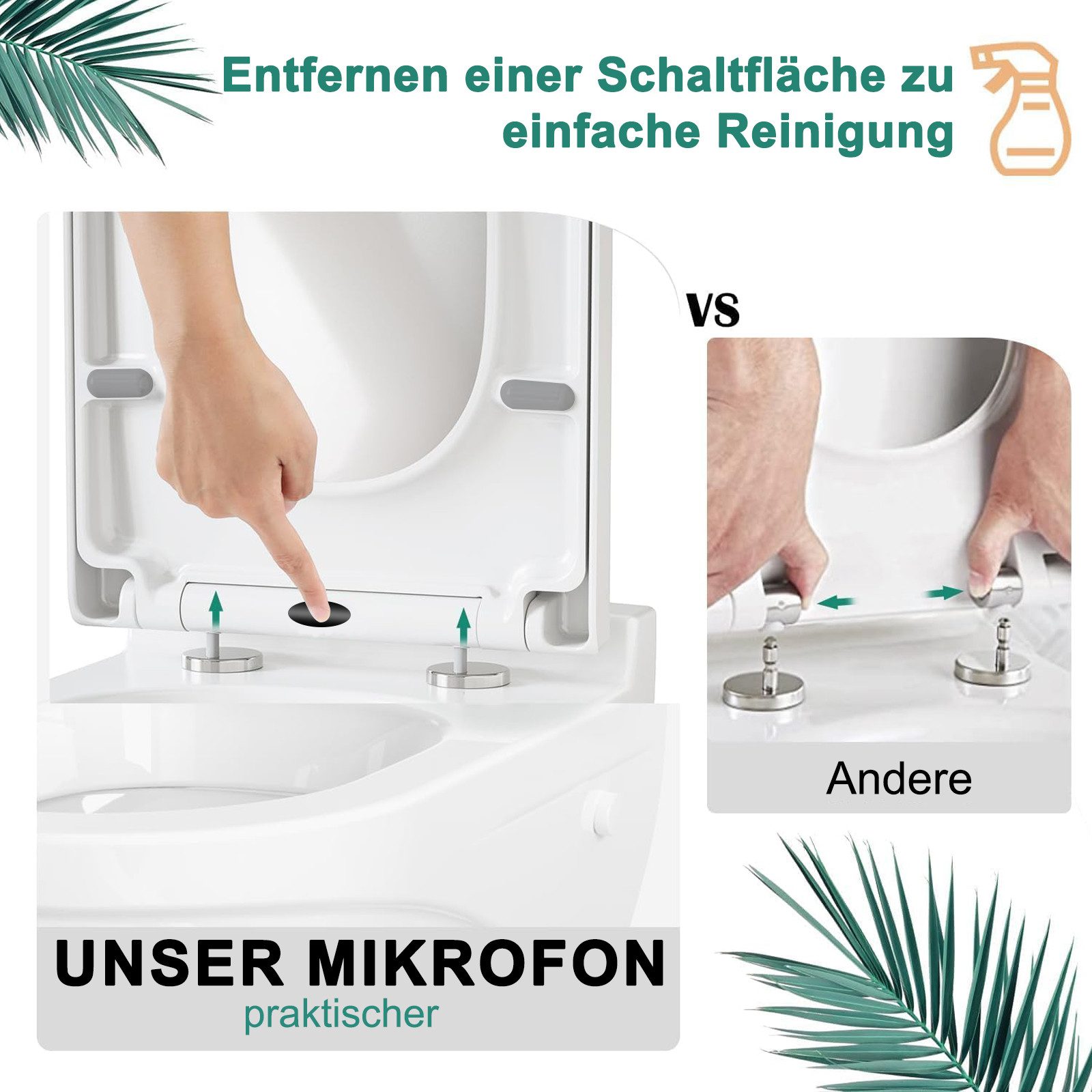 HAUSS SPOLE WC-Sitz 45.5x35.5cm abnehmbar Toilettensitz Antibakterieller To günstig online kaufen