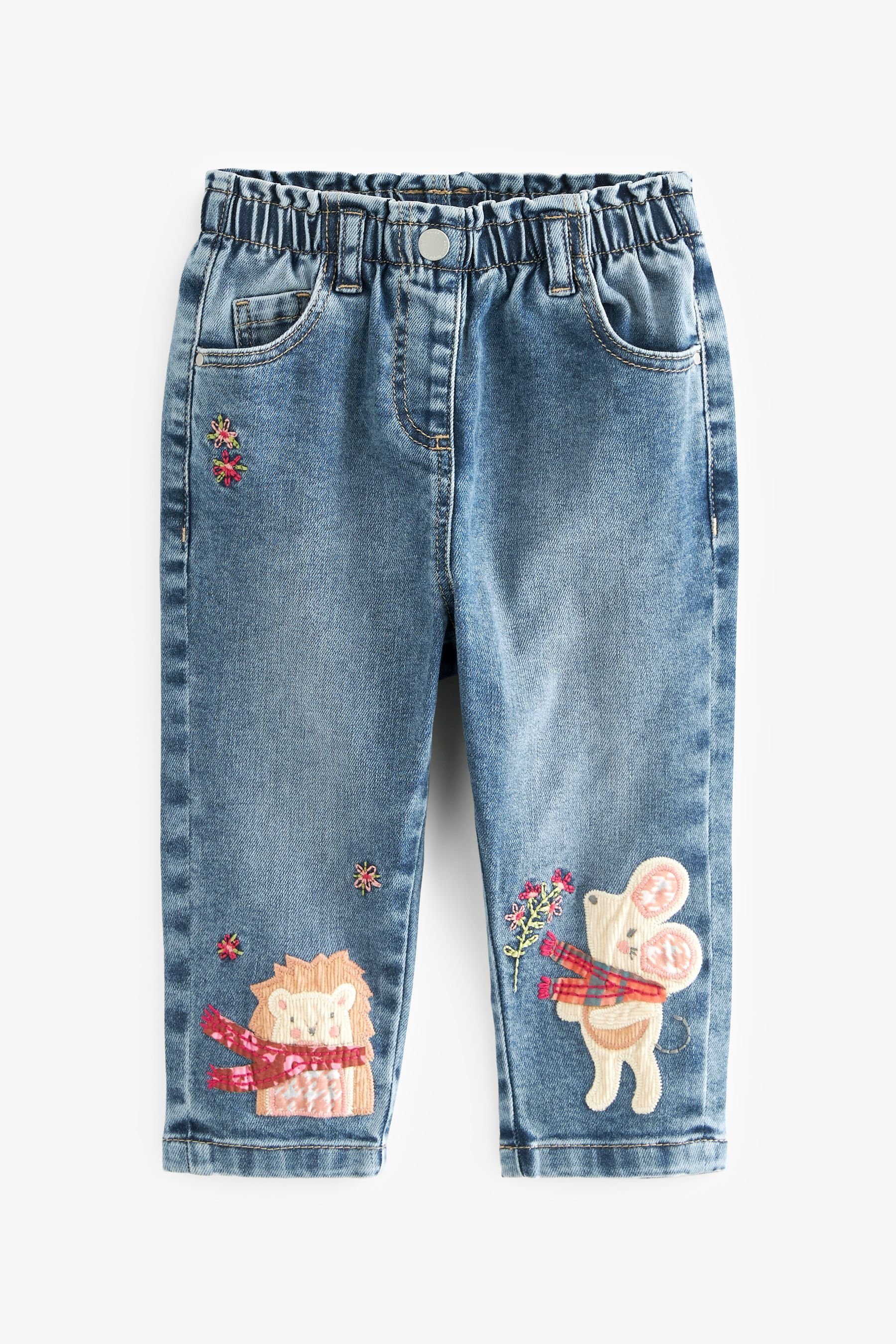 (1-tlg) Mom-Jeans Blue Denim Next Mom-Jeans Bärmotiv mit