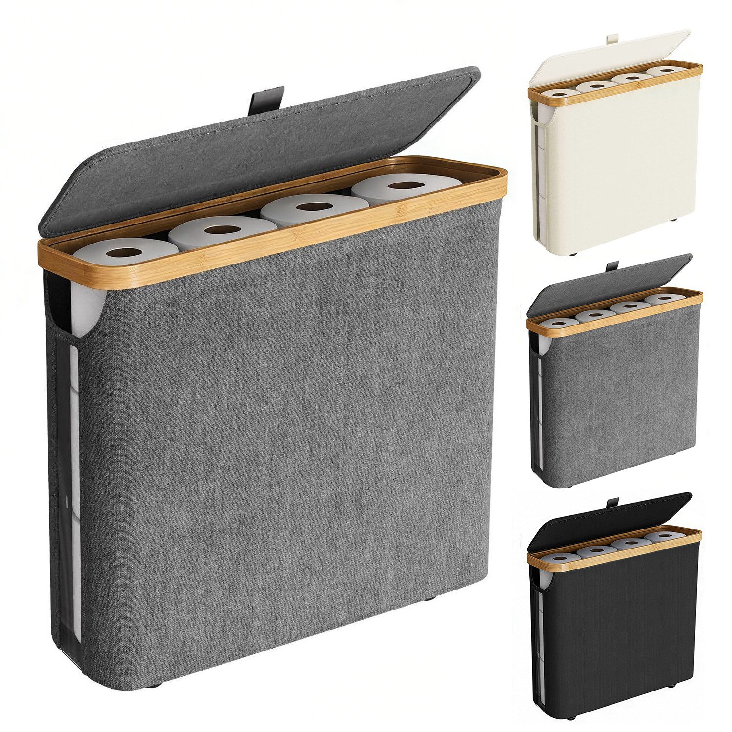 OSTWOLKE Toiletten-Ersatzrollenhalter Toilettenpapier Aufbewahrung Korb mit Deckel, Wasserdicht & Faltbar, Toilettenpapier Aufbewahrung Korb mit Deckel, Wasserdicht & Faltbar