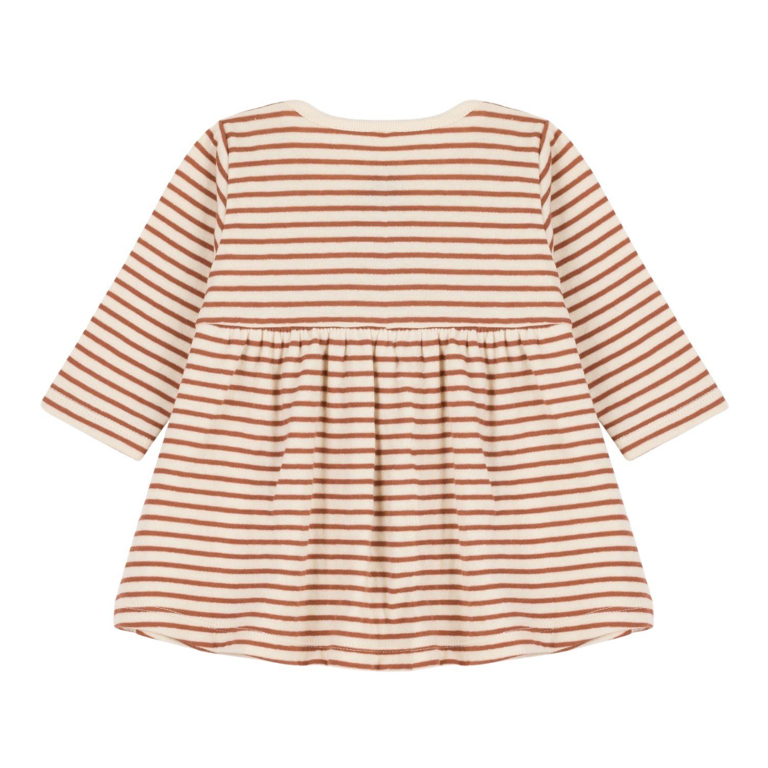 Petit Bateau Midikleid Petit Bateau langärmeliges gestreiftes Baby Kleid in braun / weiß