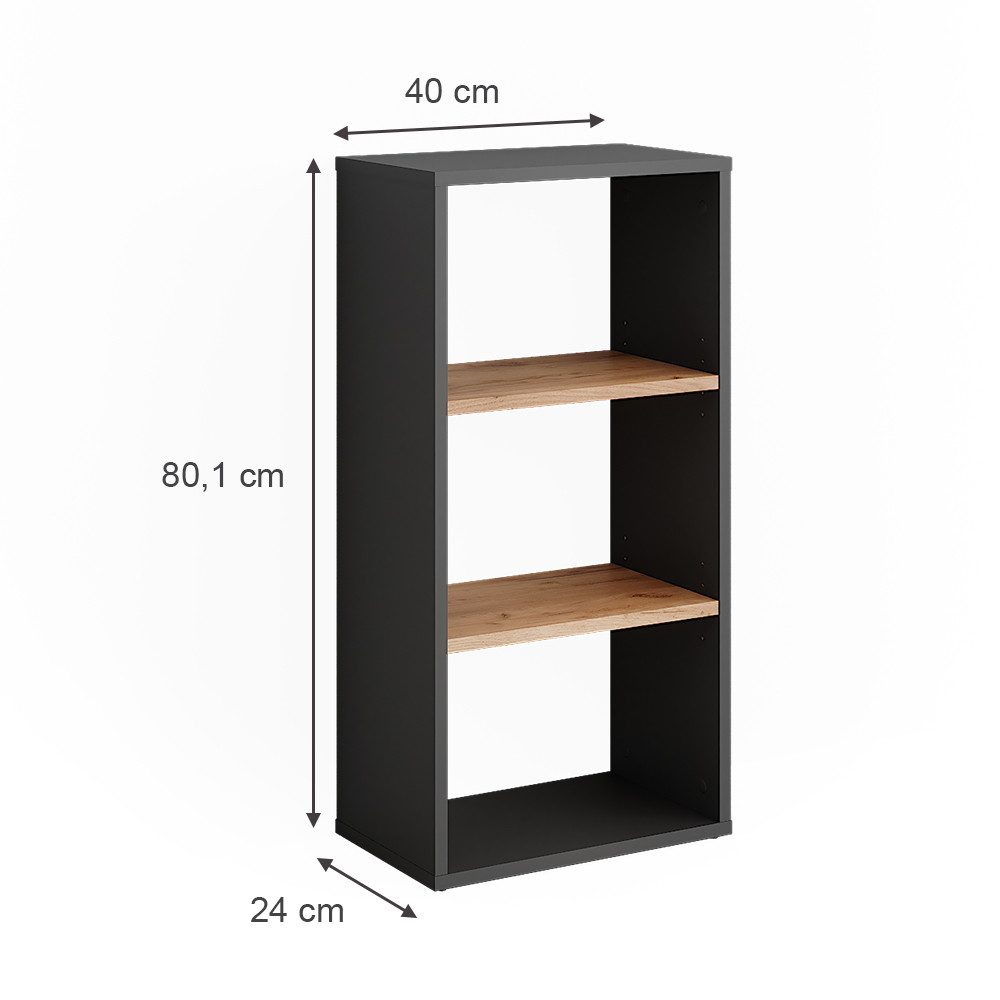 Vicco Bücherregal Orlando, Anthrazit/Goldkraft Eiche, 40 günstig online kaufen