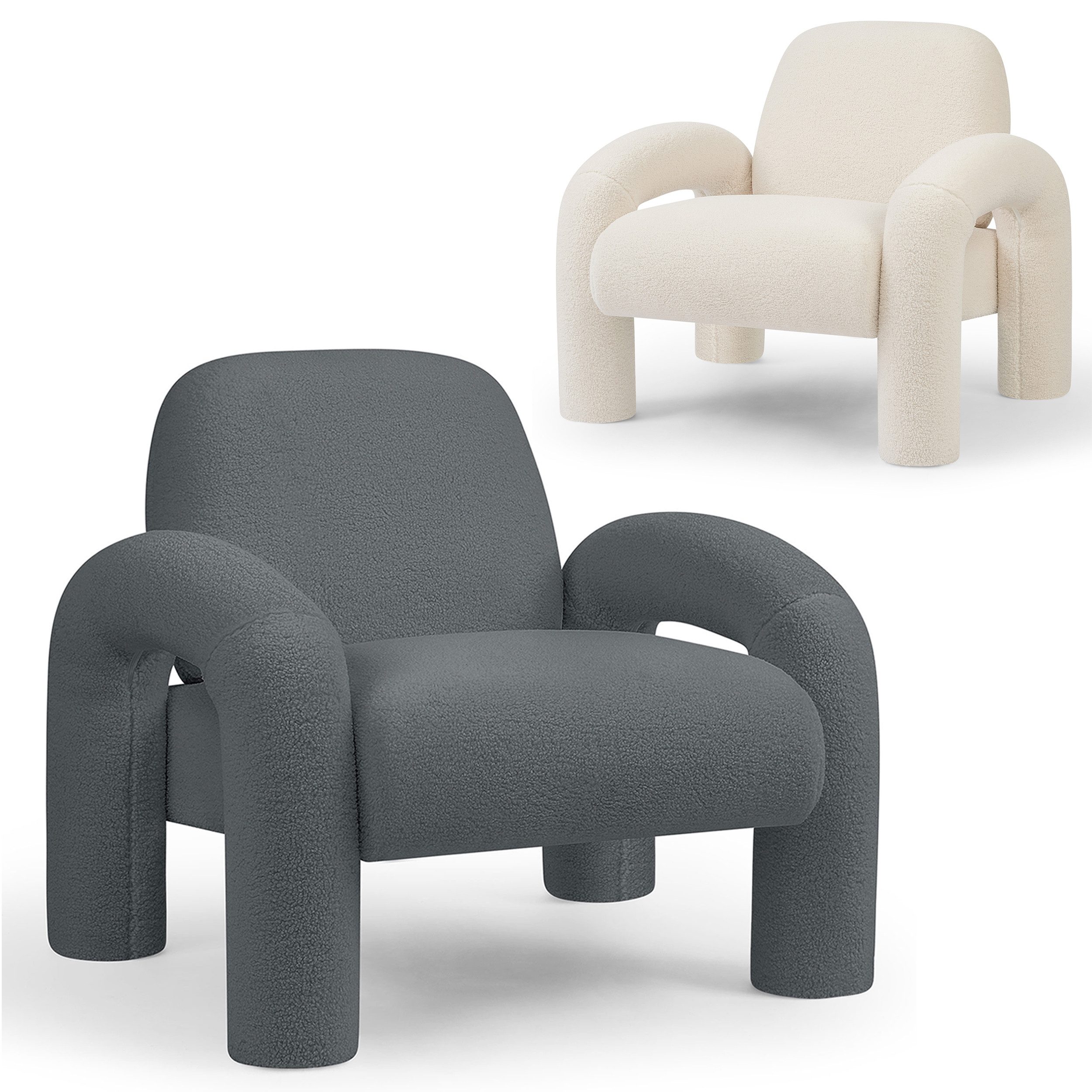 Makika Loungesessel Sessel Einzelsofa Armlehnstuhl Boucle günstig online kaufen