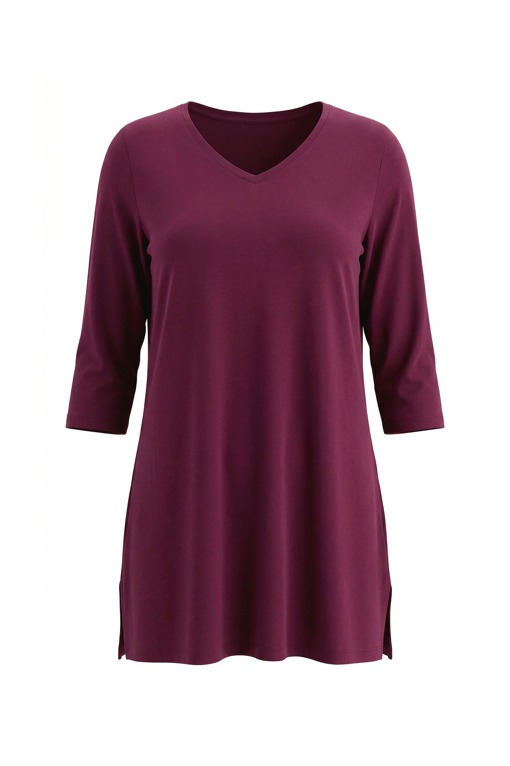 Ulla Popken Longshirt Longshirt A-Linie V-Ausschnitt 3/4-Arm – Bild 2 von 5