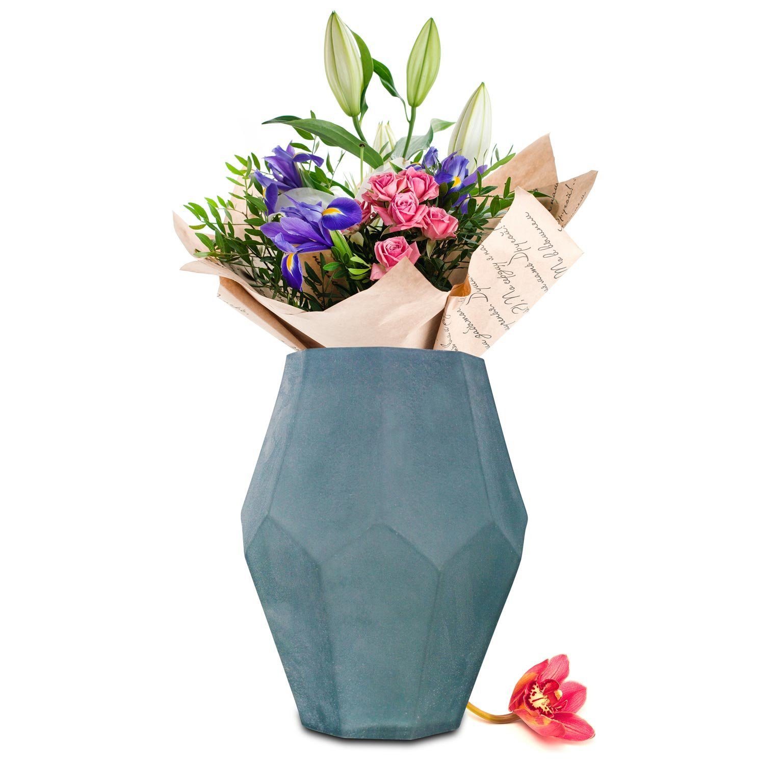 Sendez Dekovase Dekovase Deko Blumenvase Vase Glasvase Tischvase Blumentopf Blau