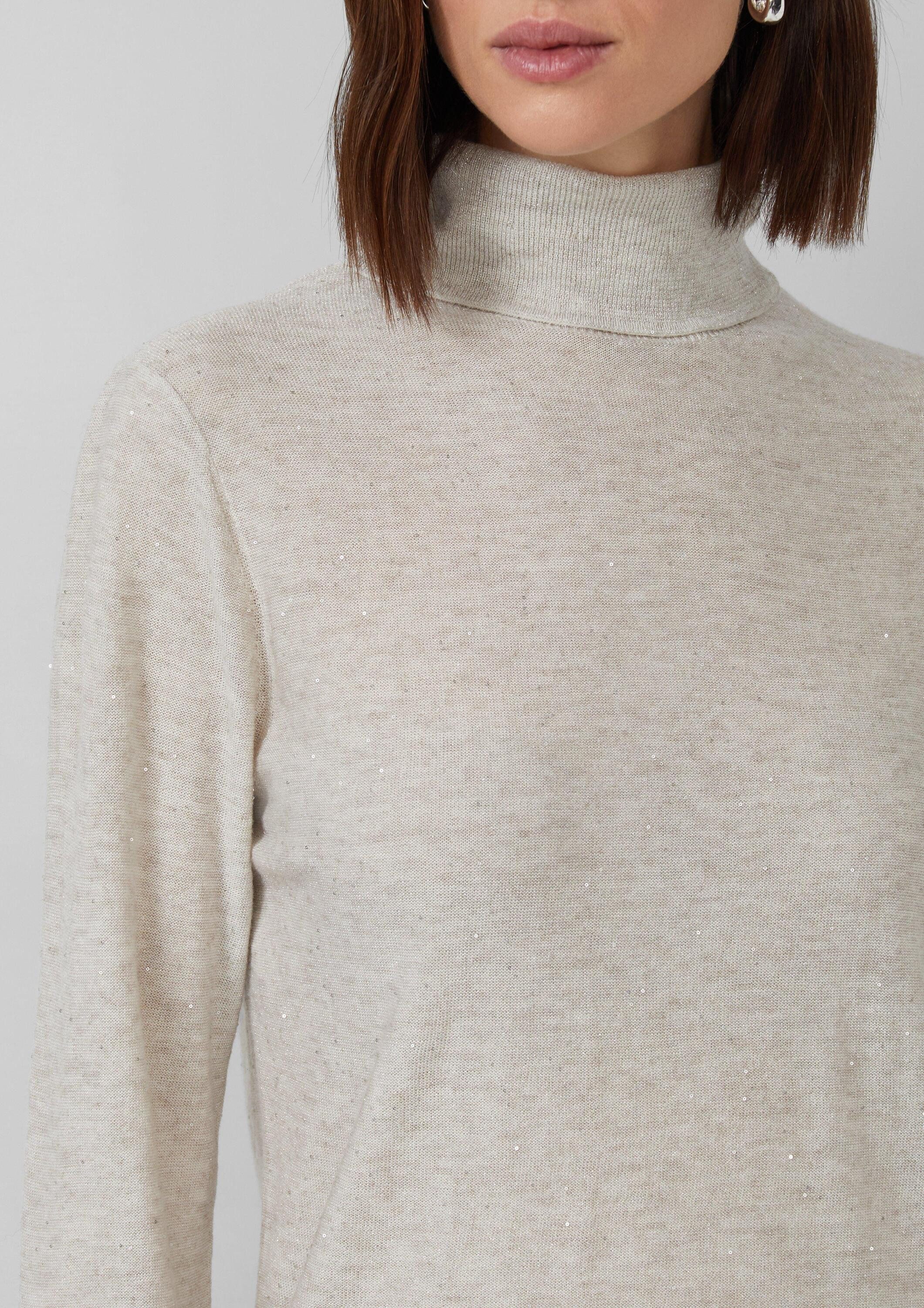s.Oliver Longpullover Strickpullover Rollkragenpullover mit feinen Pailletten