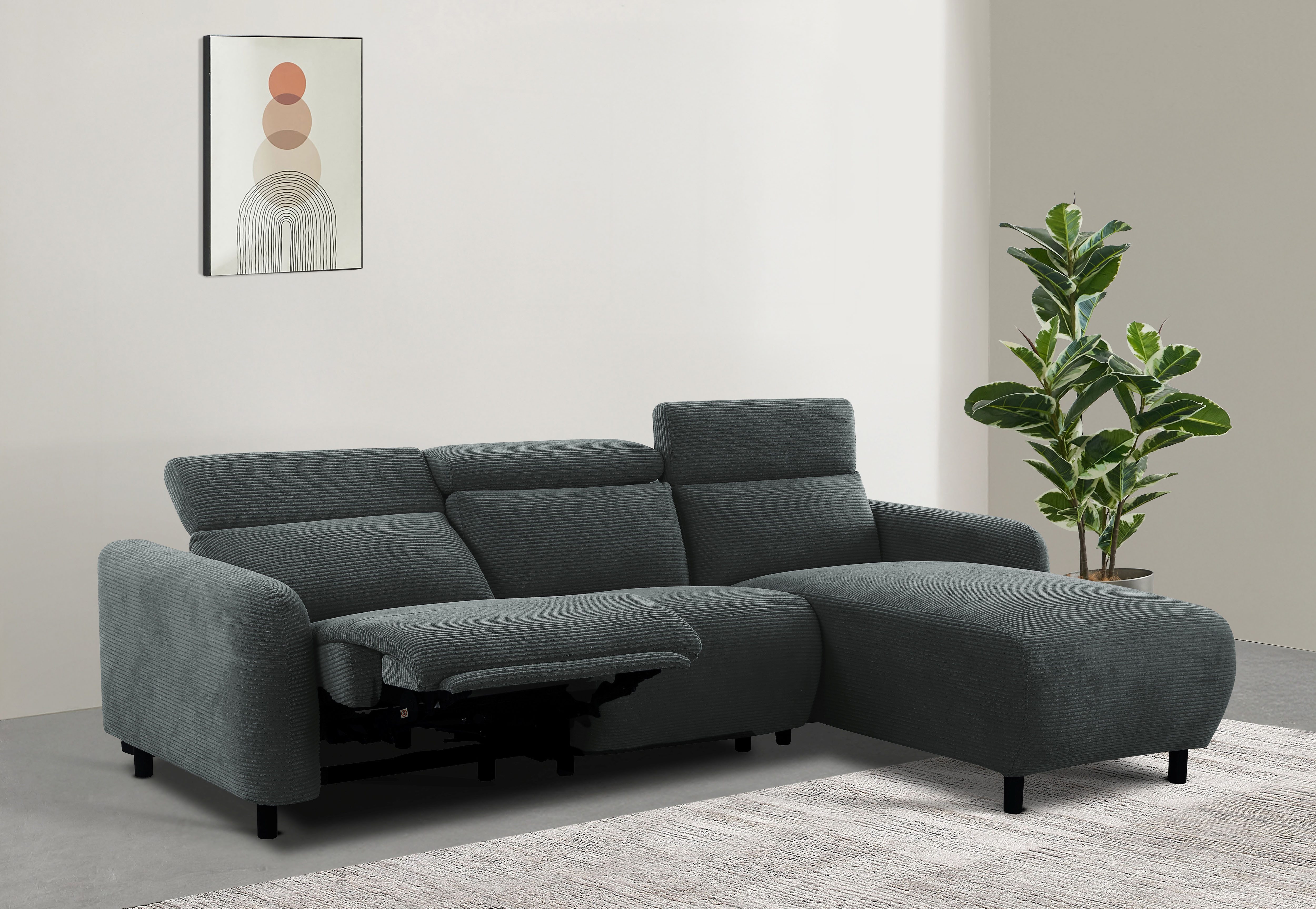 Home affaire Ecksofa "SKAANE in Cord, L-Form, 274 cm, manuelle u. elektrisc günstig online kaufen