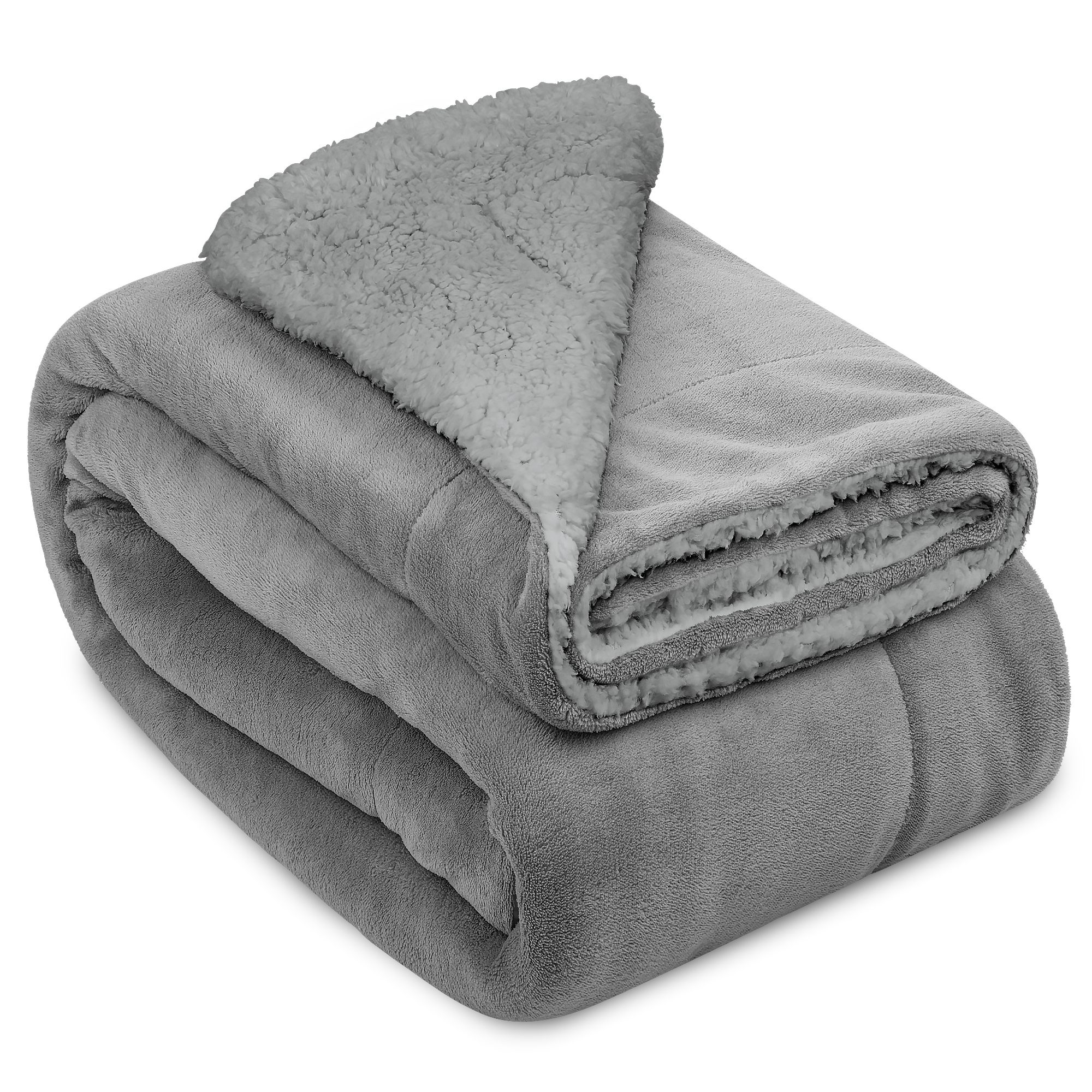 Wohndecke Sherpa Decke Wohndecke Kuscheldecke Hellgrau Alina, 150x200cm, Beautissu, Sherpa Decke Wohndecke Kuscheldecke 150x200cm Hellgrau – Warme Decke