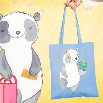 Mr. & Mrs. Panda Tragetasche Touristikkauffrau Herz - Sky Blue - Geschenk, Beuteltasche, Beutel, S (1-tlg), Modisches Design