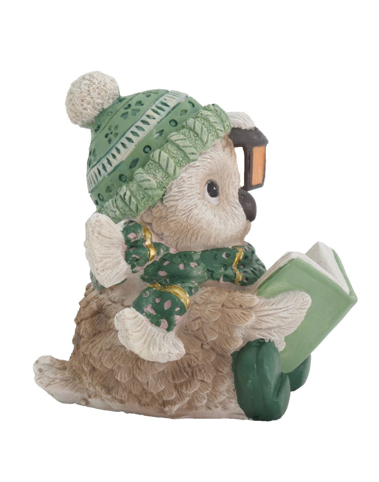Kaufhaus le petit Tierfigur Deko Eule Buch Laterne Uhu Figur Skulptur Schneeeule Schleiereule, Vogel Dekofigur Dekoskulptur Dekoobjekt aus Polyresin (Kunststein)