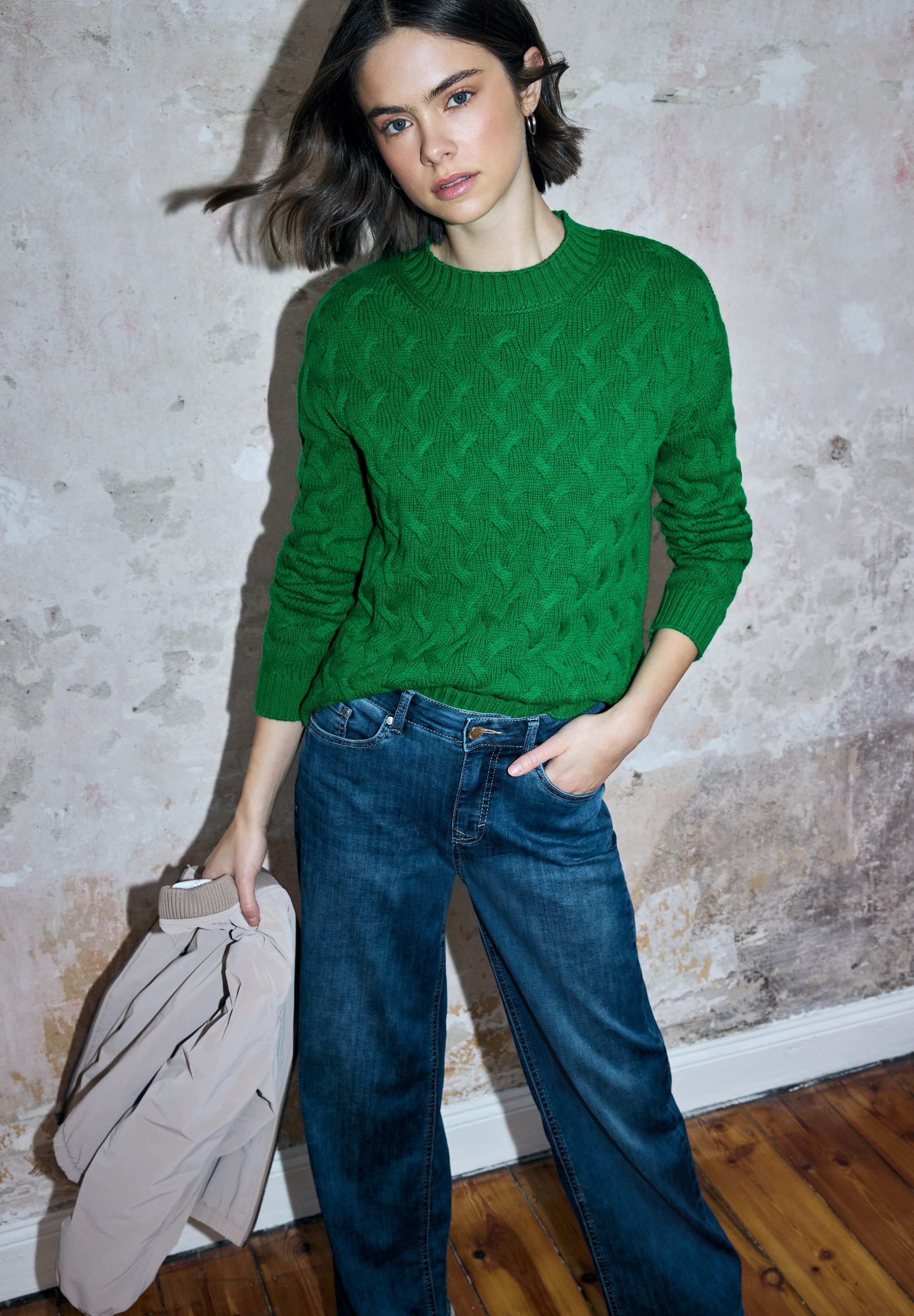 STREET ONE STUDIO Stehkragenpullover im soften Baumwoll-Mix