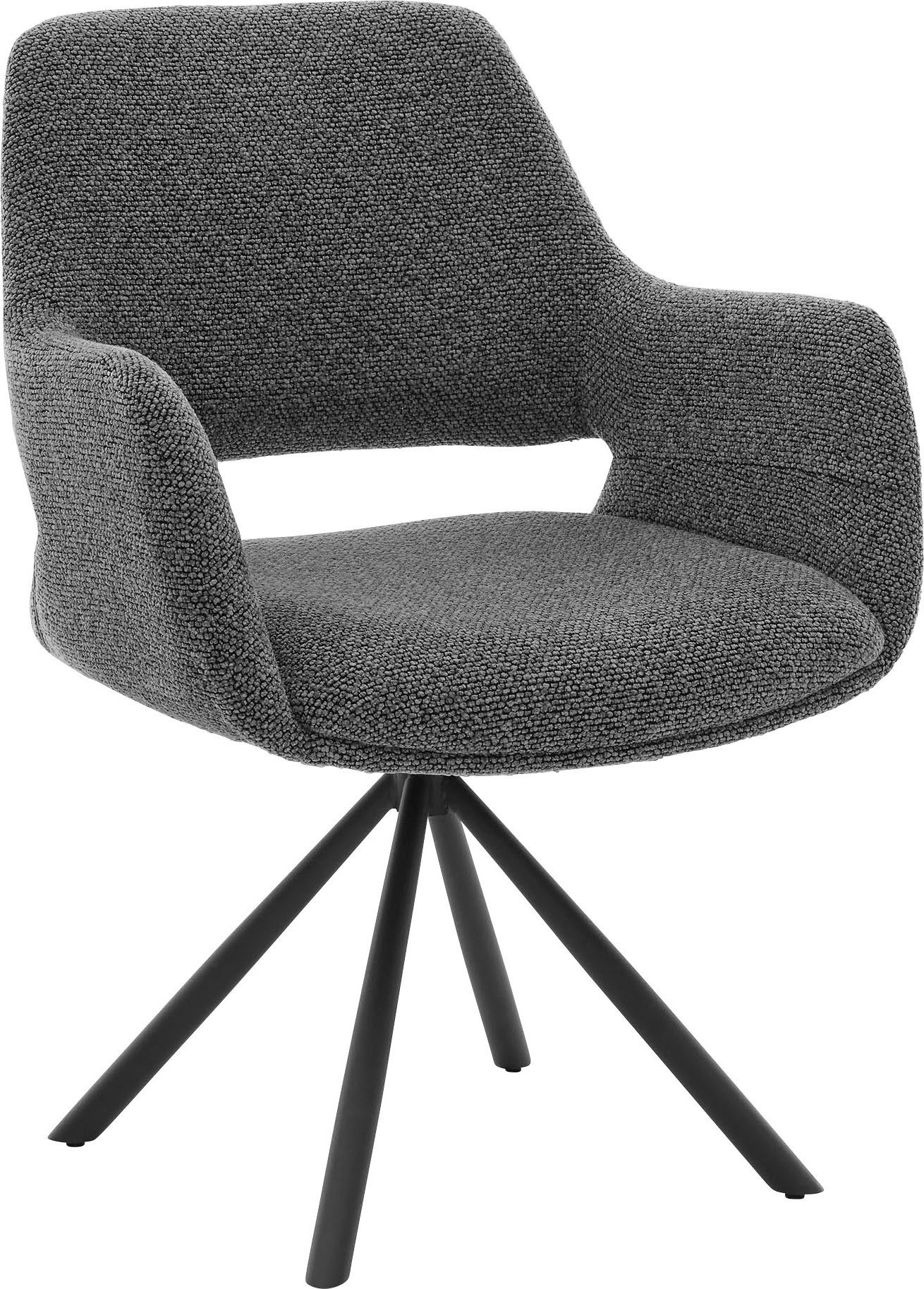 Musterring Esszimmerstuhl, Gestell Eisen schwarz, 180° drehbar, Rückholmechanik, SH 48 cm