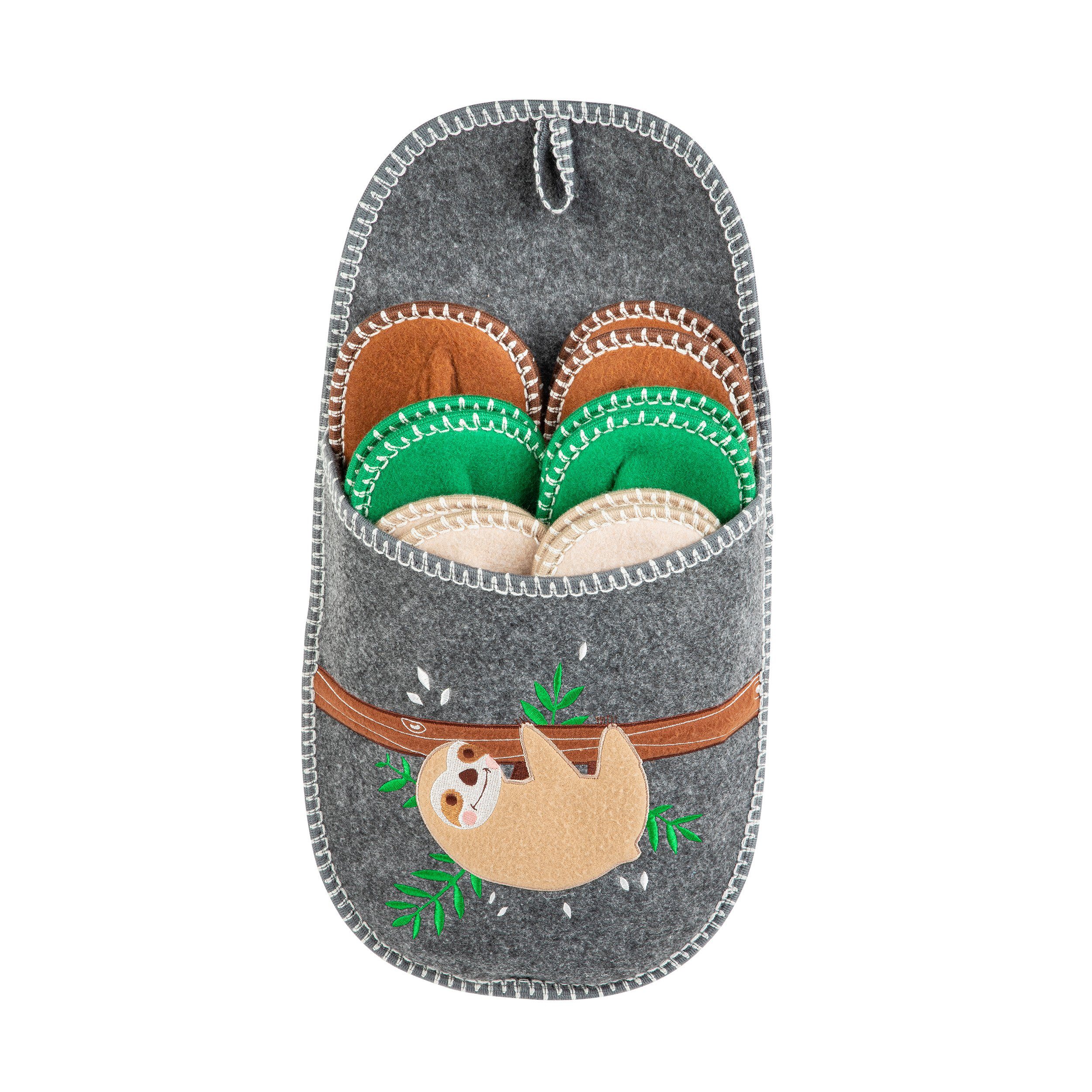 ONVAYA Gästepantoffel, Faultier, 6er Set, Antirutsch, Hausschuhe, Filz Hausschuh