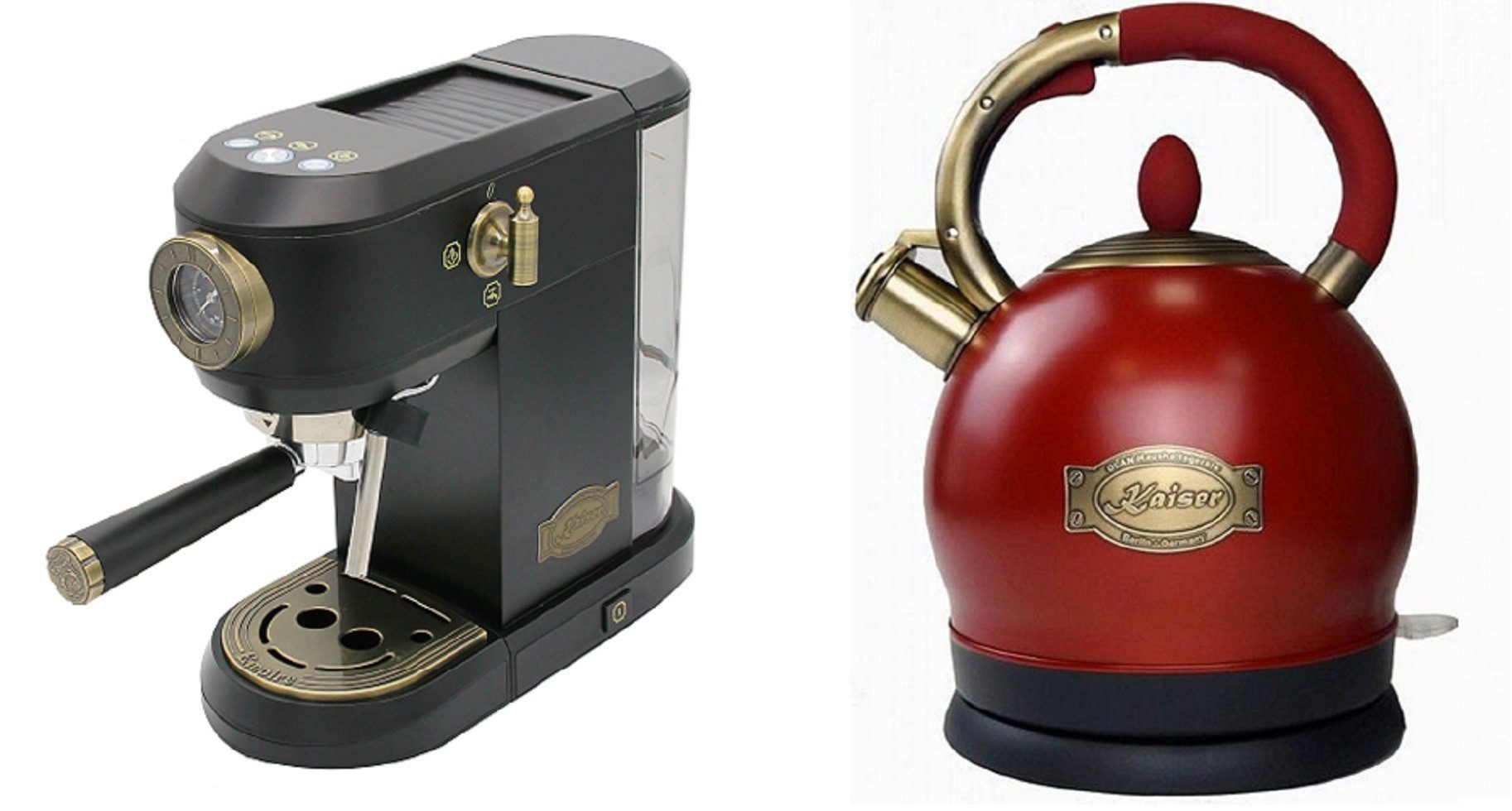 Kaiser Küchengeräte Espressomaschine, Siebträger-Espressomaschine,19 bar+ Exklusiver Retro Wasserkocher
