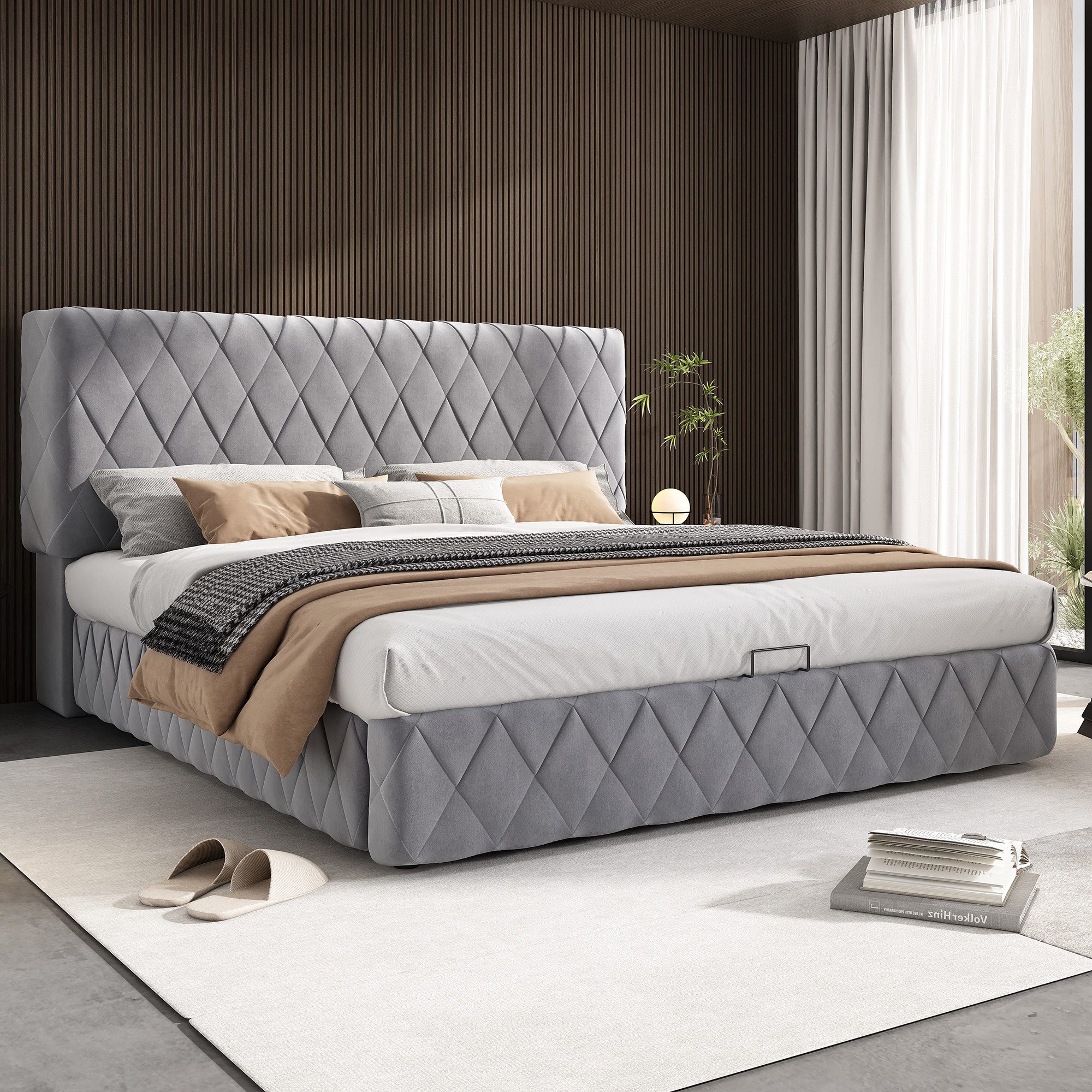 Odikalo Stauraumbett Polsterbett Funktionsbett Doppelbett Hydraulik günstig online kaufen
