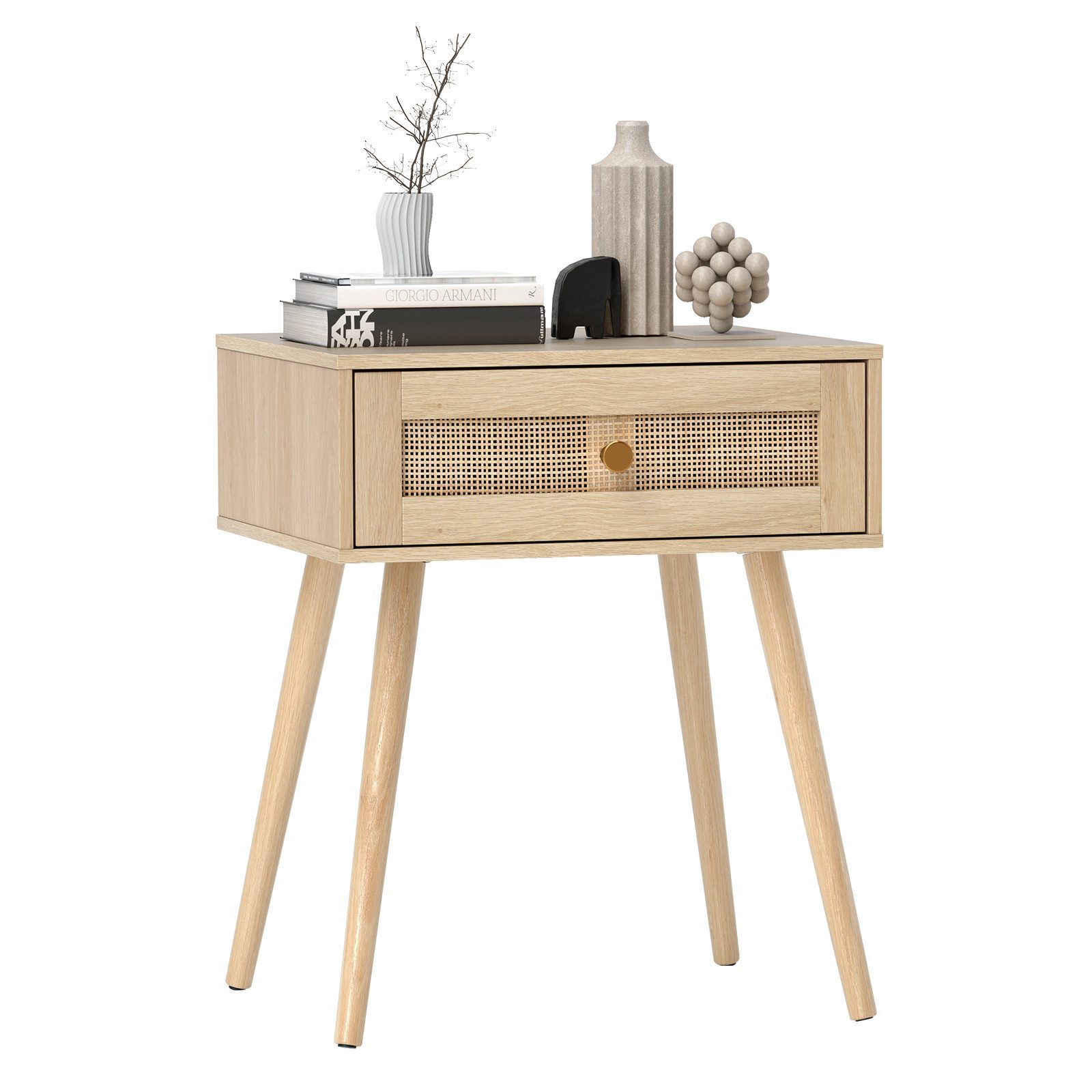 COSTWAY Nachttisch (1-St), Nachtschrank Rattan, mit günstig online kaufen