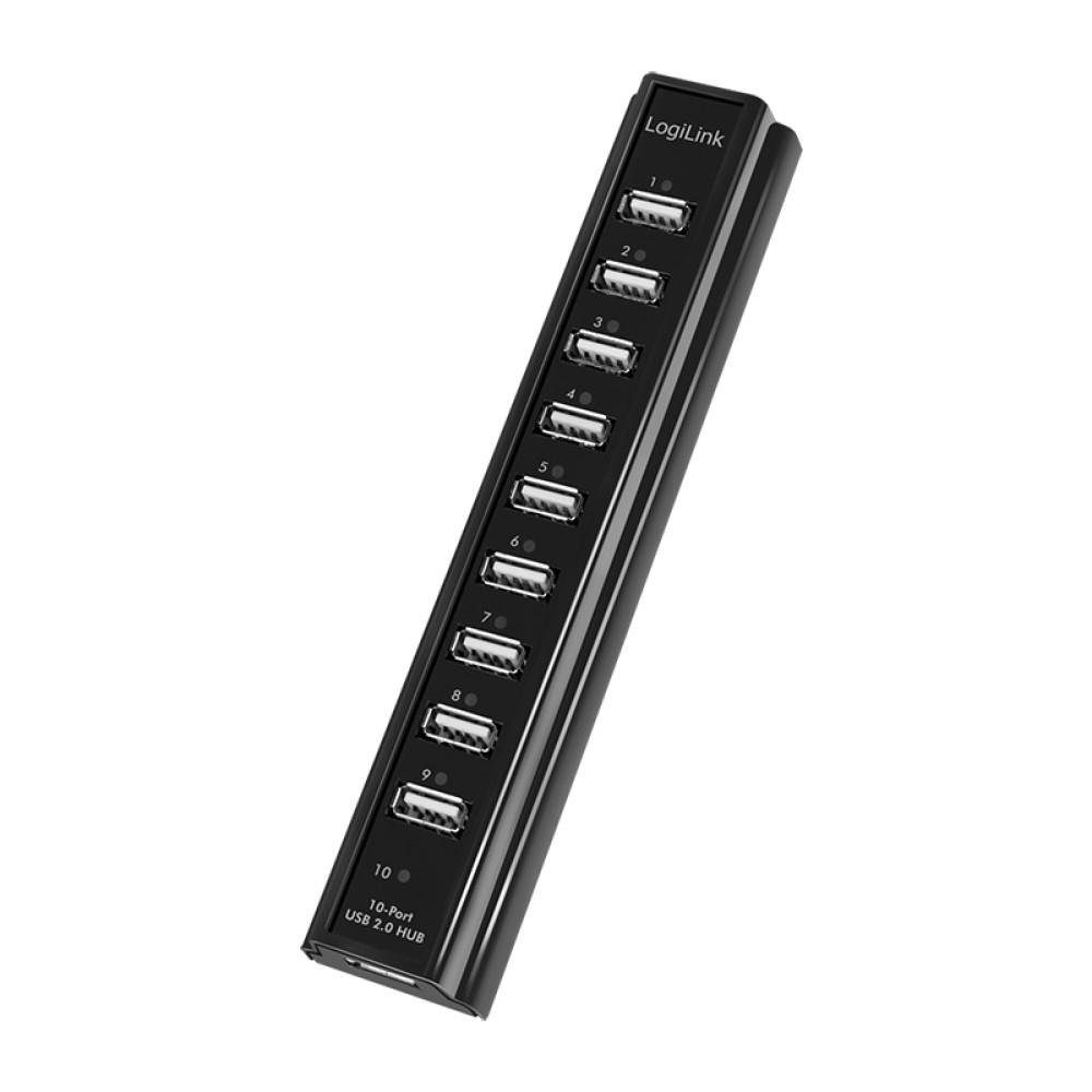 LogiLink USB-Verteiler USB 2.0 Hub 10-Port mit Netzteil aktiv schwarz – Bild 5 von 5